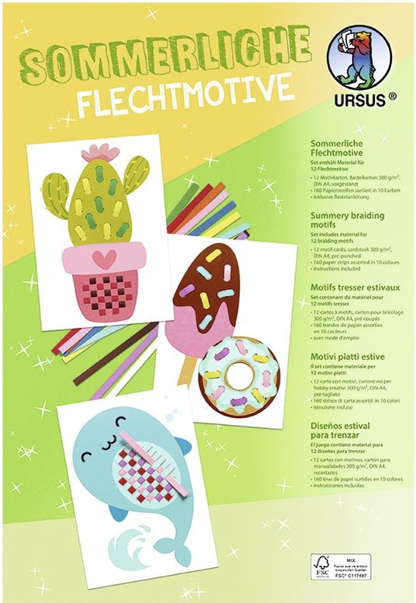Ursus - Ludwig Bähr Bastelfilz Flechtmotive Sommerliche Motive A4 VE=12 Stück