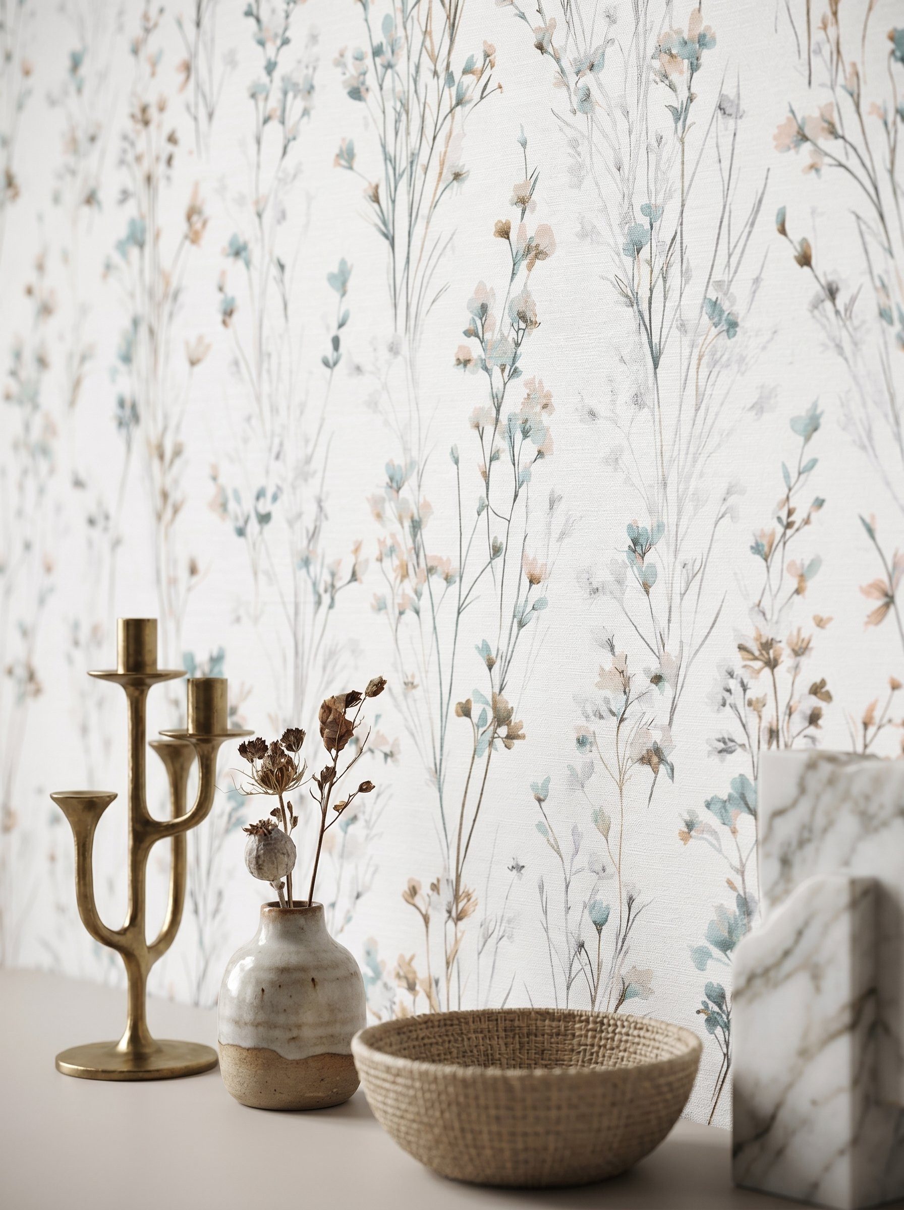Newroom Vliestapete Lunara Hellgrün Tapete Vliestapete Blumen, Floral, Blumenranke, strukturiert, Mustertapete