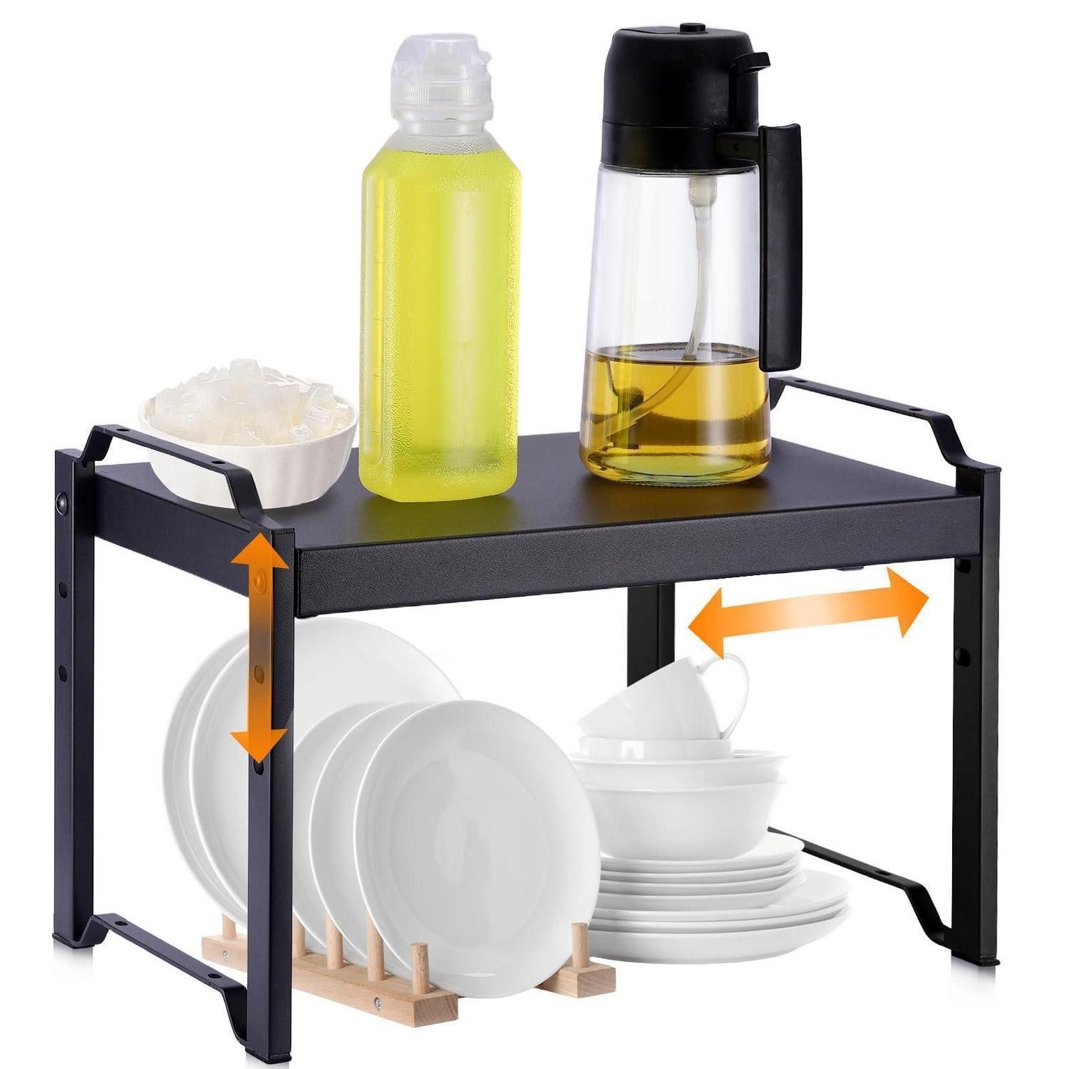 LuxusKollektion Teleskopregal Küchenregal ausziehbar 32-53cm Höhe 3-fach Schwarz, 1-tlg.