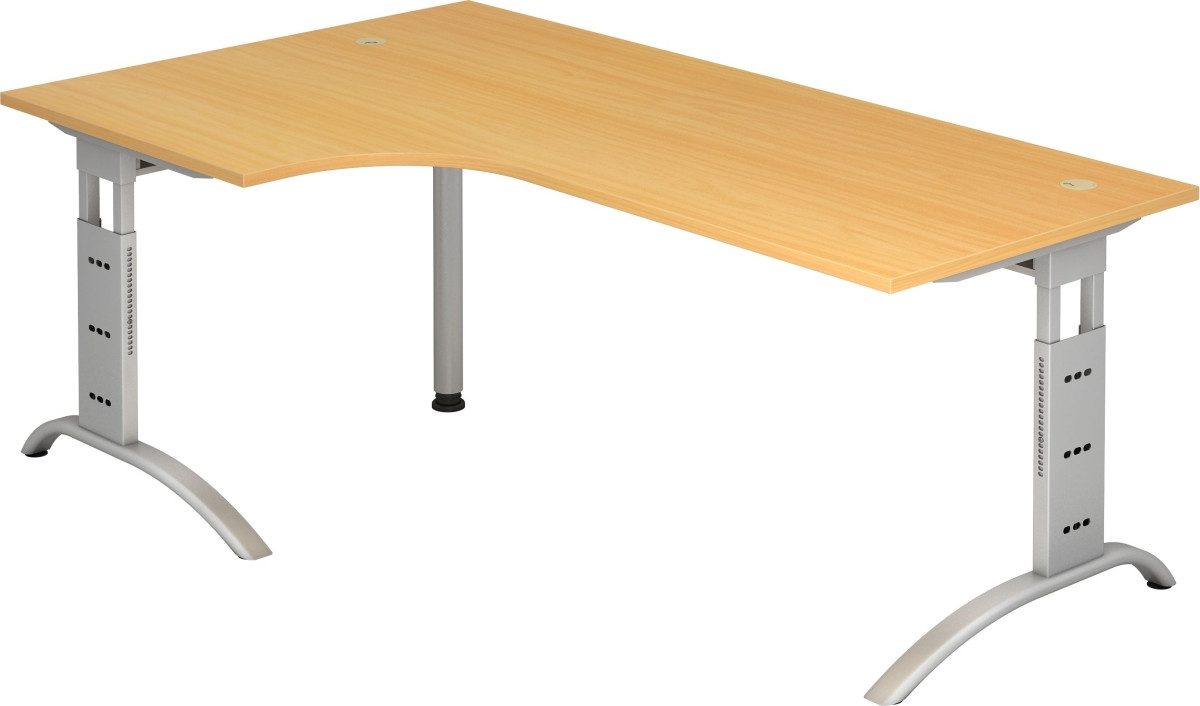 HAMMERBACHER Schreibtisch Schreibtisch 200x120cm höhenverstellbar bis 85cm 90 Grad Buche
