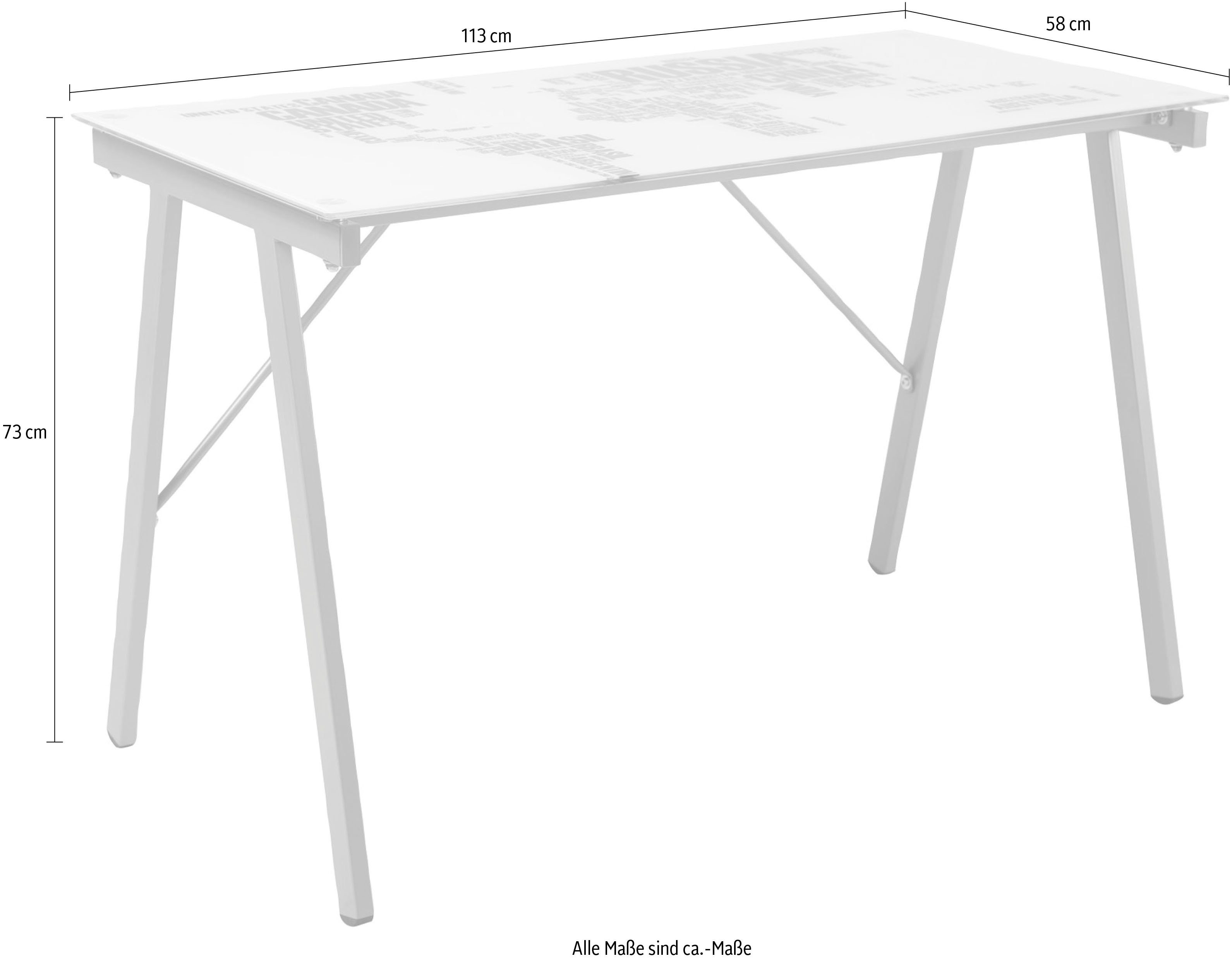 INOSIGN Schreibtisch Tullia, mit Weltkartenaufdruck auf der Tischplatte