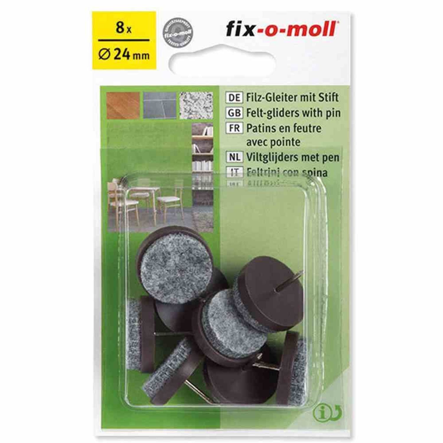 Fix-O-Moll Filzgleiter Filzgleiter m.Stift br.24mm 8 Stück
