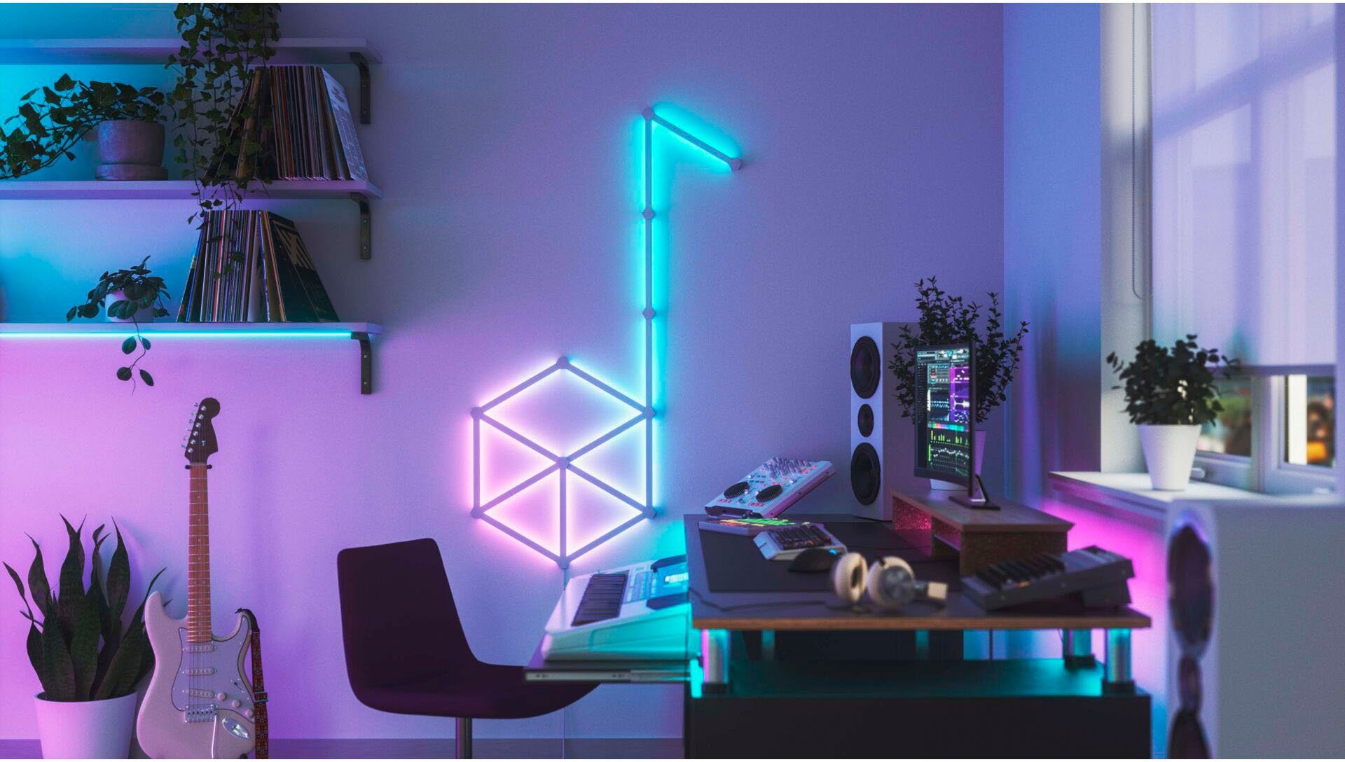 nanoleaf LED Lichtleiste Lines, Dimmfunktion, LED fest integriert, Farbwechsler, Starter Kit - 15 PK, Modulares Stecksystem, Smarte Technologie