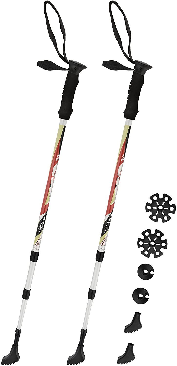 Oleio Trekking-Stöcke 3 in 1 Sport Треккинговые палки Damen und Herren mit Federung und Reflektor (TERRAIN TELESKOP Wanderstock, 2 St), Anti-Schock Federung