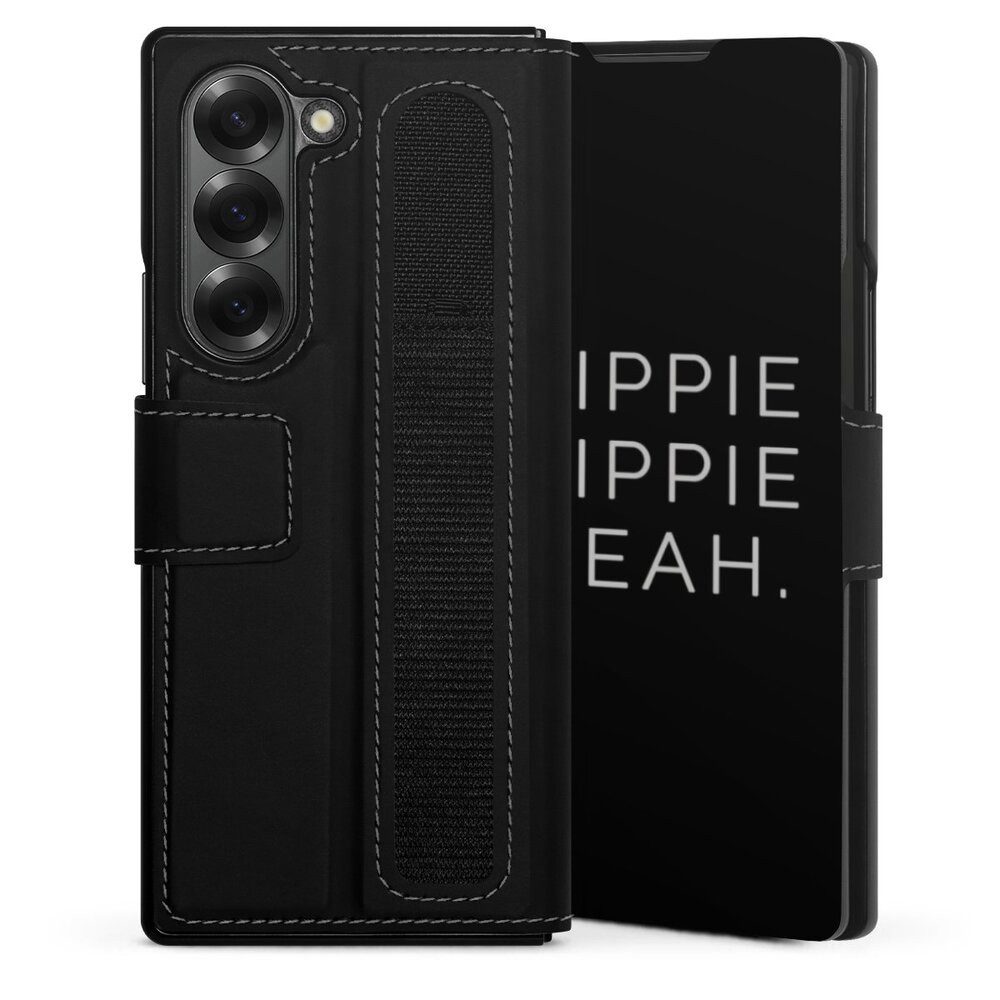 DeinDesign Handyhülle Yippie Yippie Yeah Black, Samsung Galaxy Z Fold 6 Hülle Handy Flip Case Wallet Cover