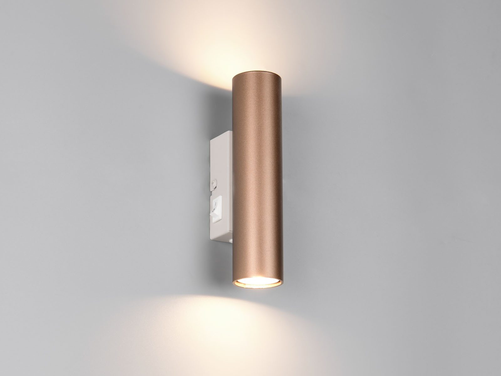 Reality Leuchten LED Wandleuchte Up and Down mit Schalter, Höhe 18cm, Leuchtmittel dimmbar, LED wechselbar, Warmweiß, indirekt-e Wand-Beleuchtung innen, Wandlampe Bett & Nachttischlampe