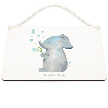 Mr. & Mrs. Panda Hinweisschild Elefant Seifenblasen - Weiß - Geschenk, Wandschild, gute Laune, Schil, (1 St)