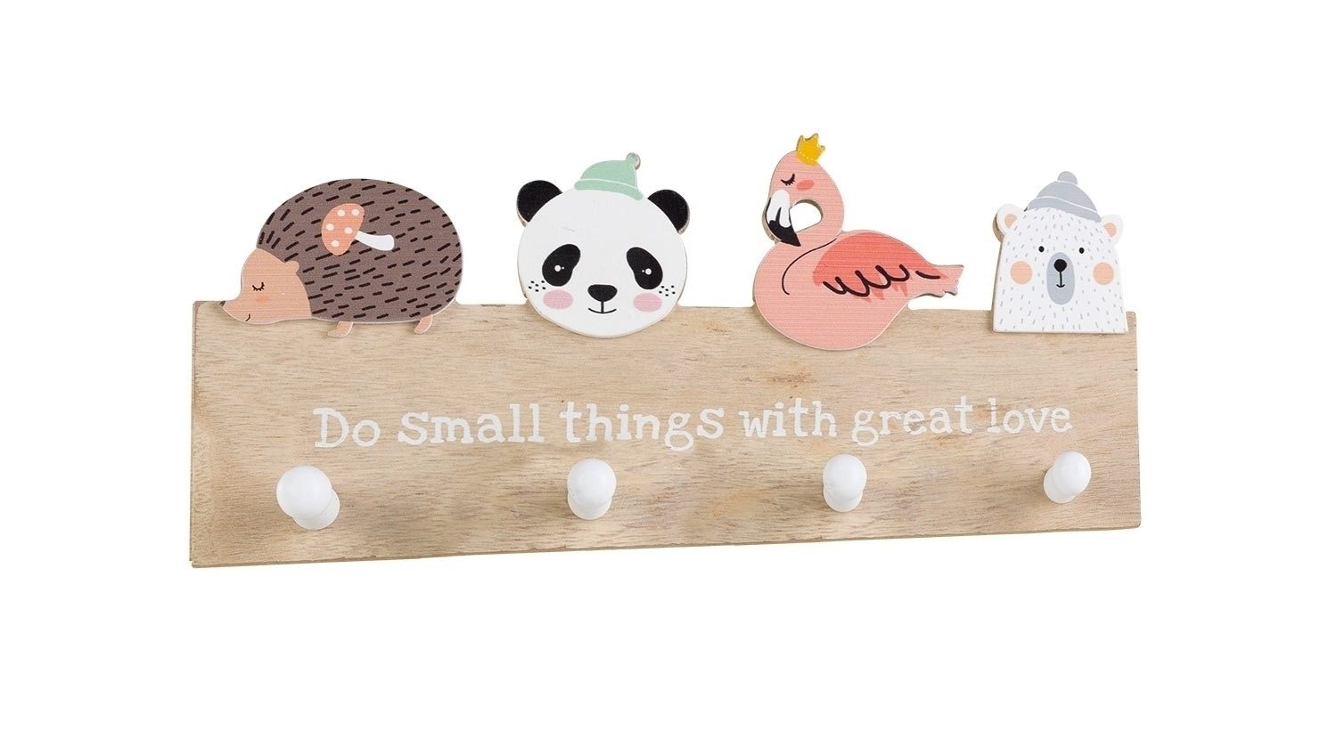 Garderobenleiste Wandgarderoben für Kinder, JONA, B 30 x H 12 cm, (4 St), Tiermotive, Mehrfarbig, mit 4 Haken