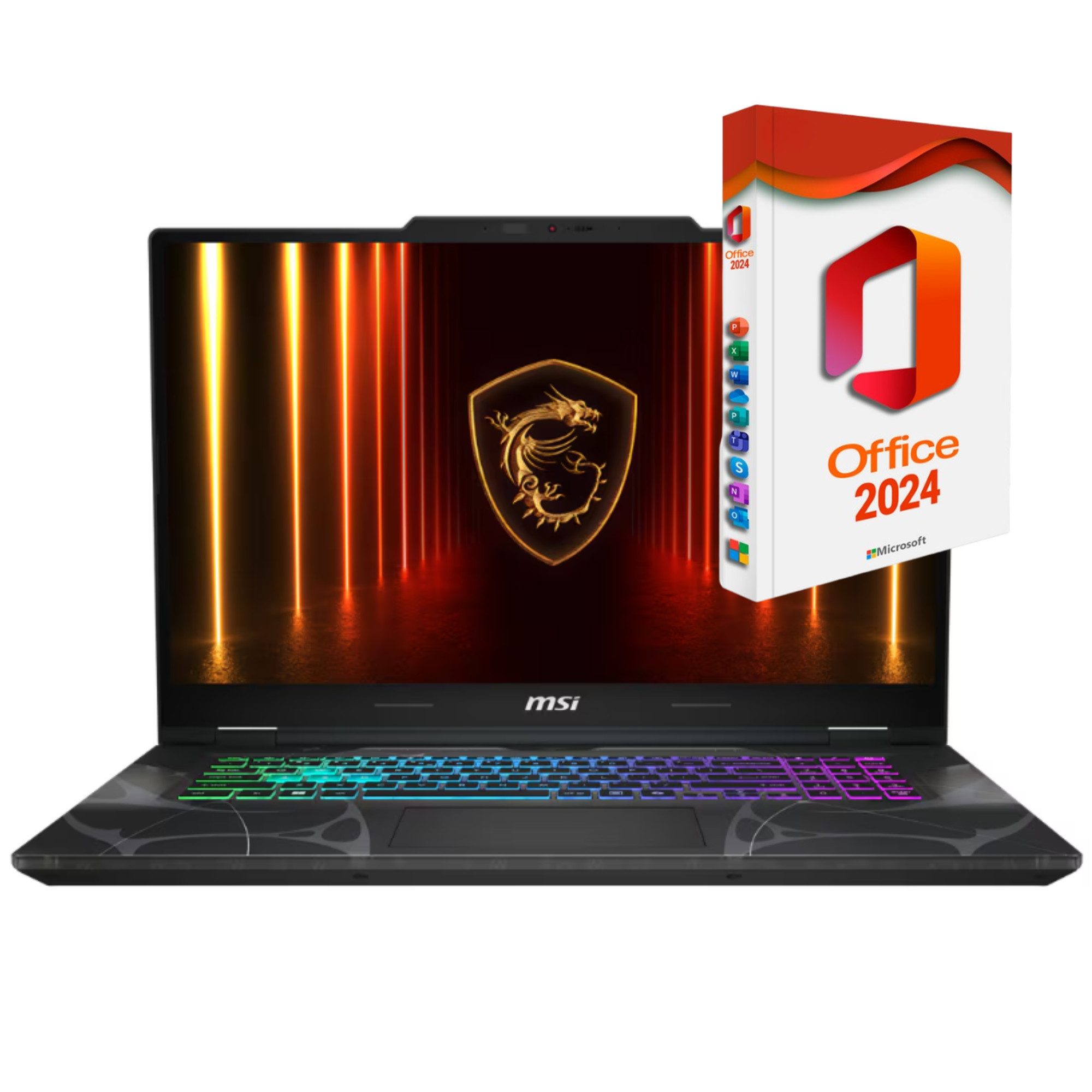 MSI Cyborg 17, Core i7-13620H, NVIDIA GeForce RTX 5060, MS Office 2024 Pro Gaming-Notebook (44 cm/17.3 Zoll, Intel Core i7 13620H, Nvidia GeForce RTX 5060, 8 GB, 500 GB SSD, Windows 11 Pro 64Bit + MS Office 2024, Beleuchtete Tastatur)
