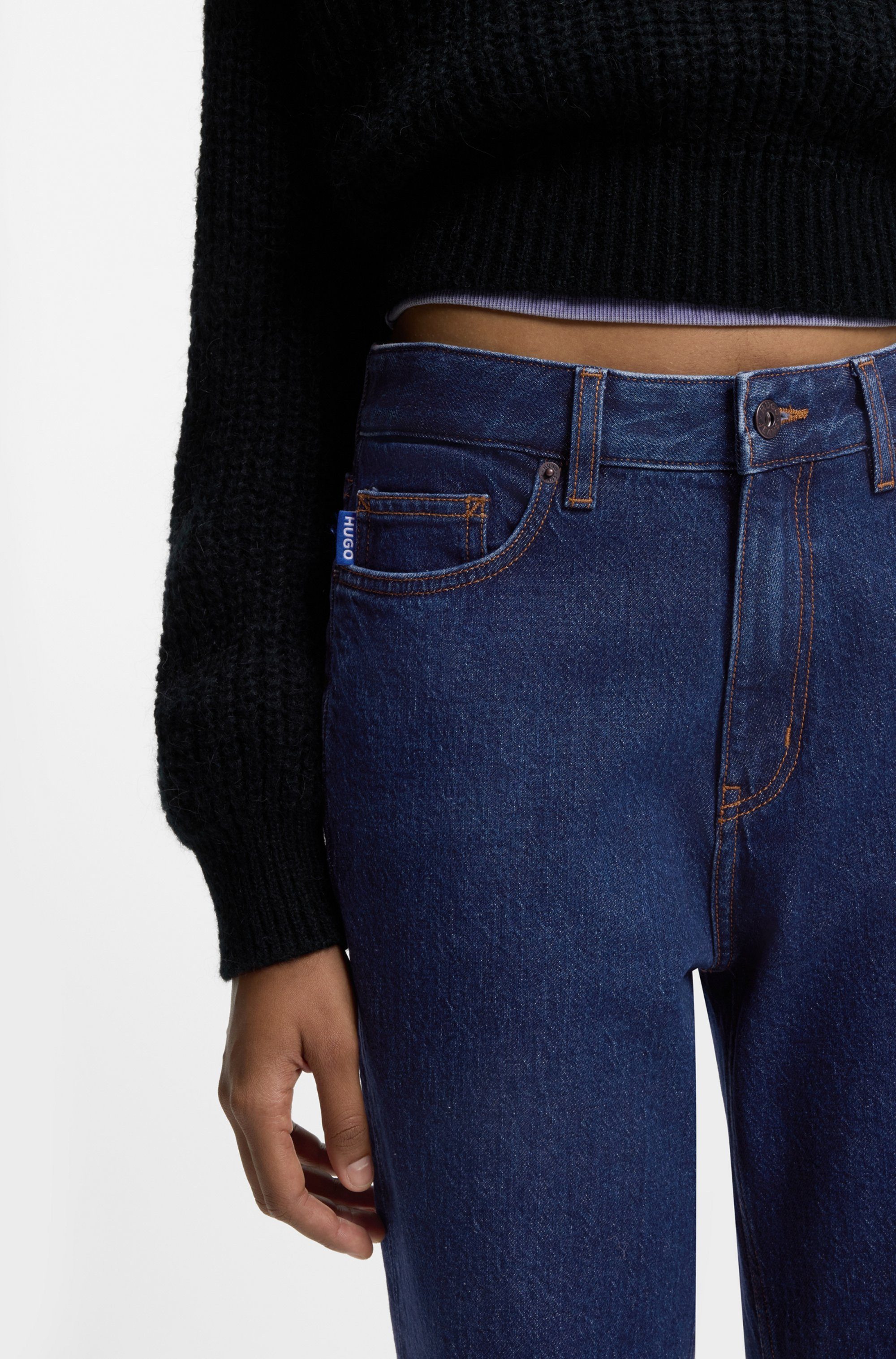 HUGO Mom-Jeans Noe Straight Fit Jeans mit hoher Leibhöhe