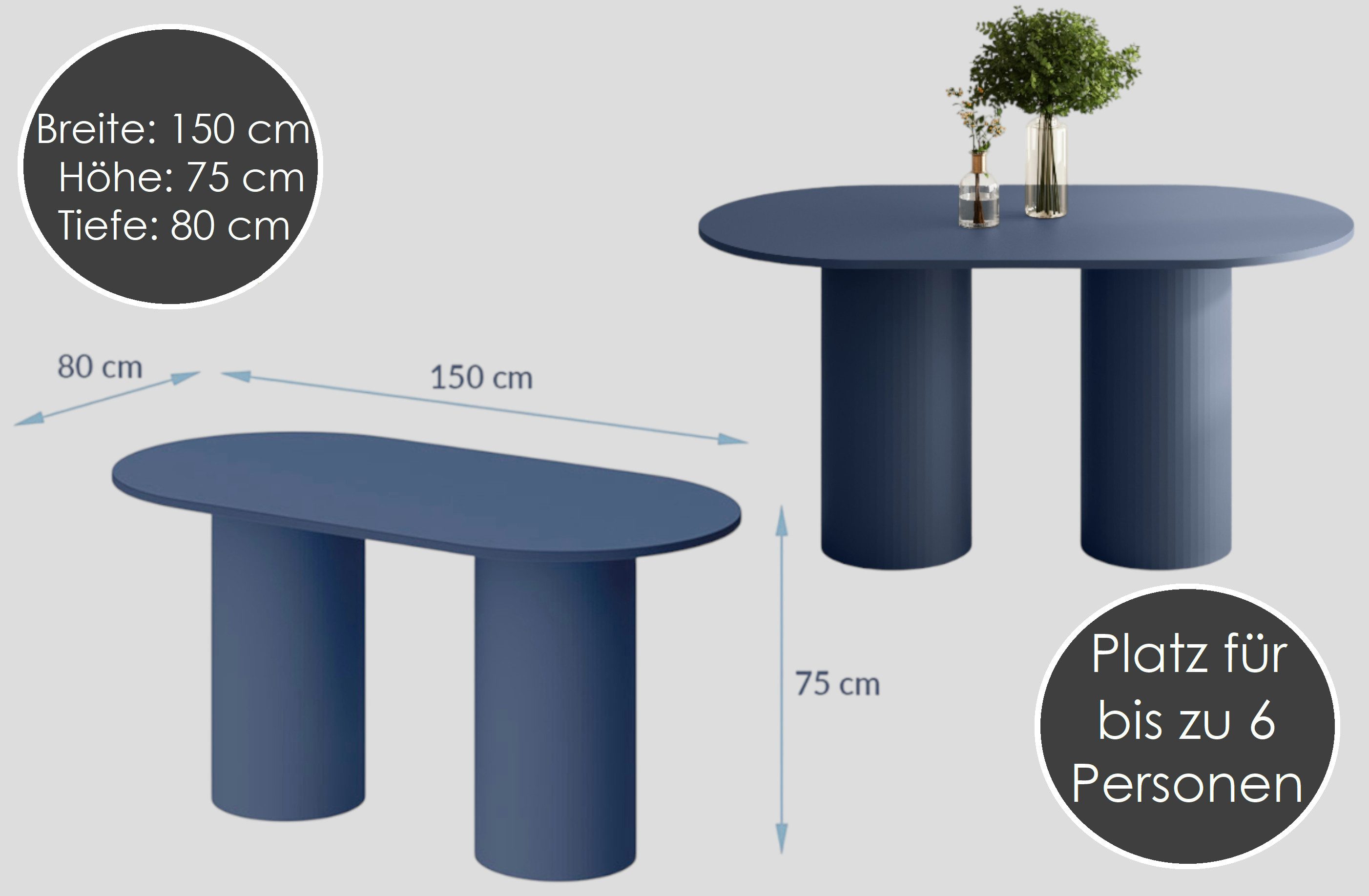 designimpex Esstisch Design Esstisch Tisch Roseo Esszimmer 150 x 80 cm, Esstisch, Esszimmertisch, Tisch, Couchtisch, Wohnzimmertisch, table