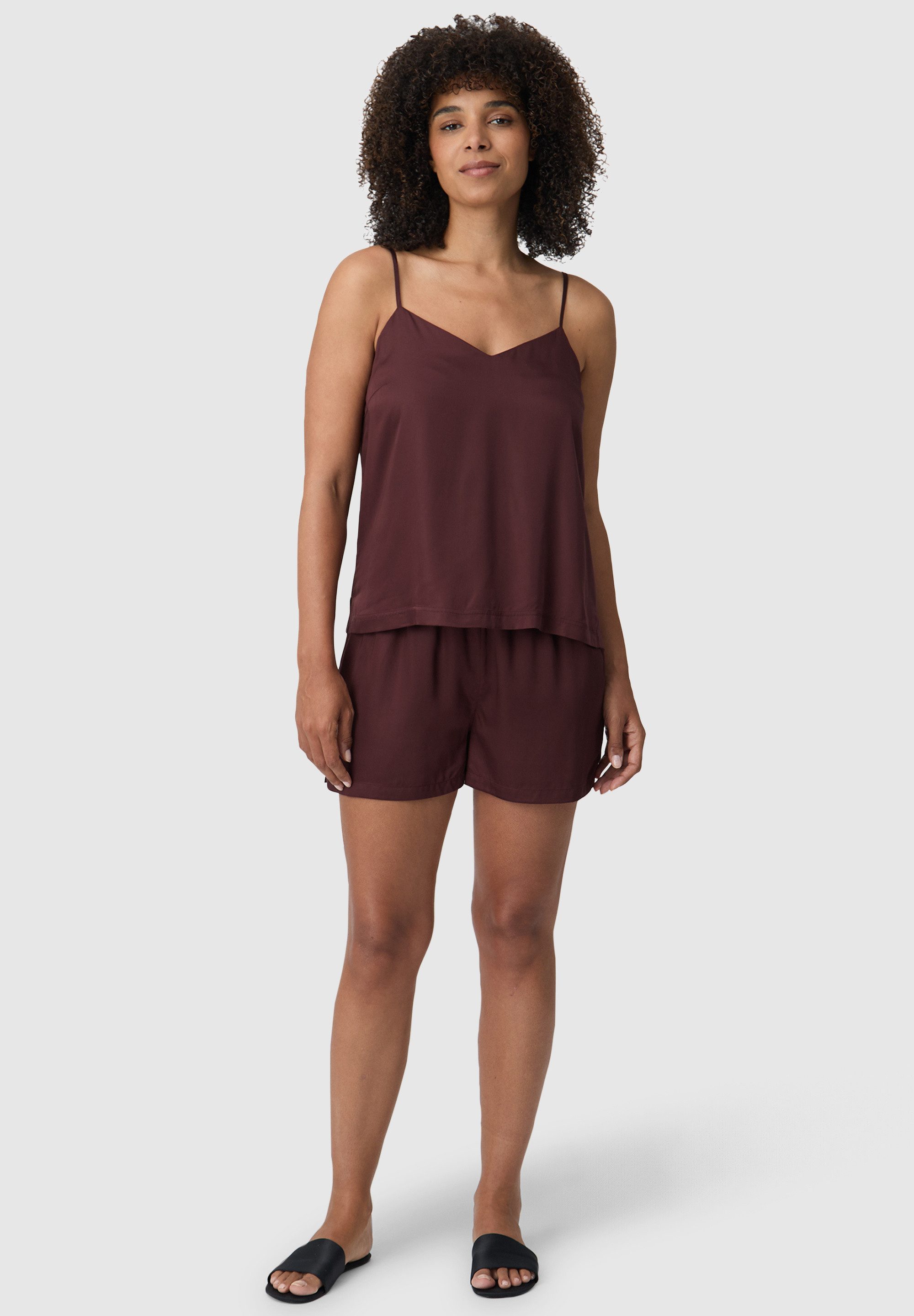 Les Lunes Pyjamaoberteil BLOOM Sleep Camisole shiny Nacht Camisole, Satin Optik, Bambusviskose, atmungsaktiv, Sleepwear