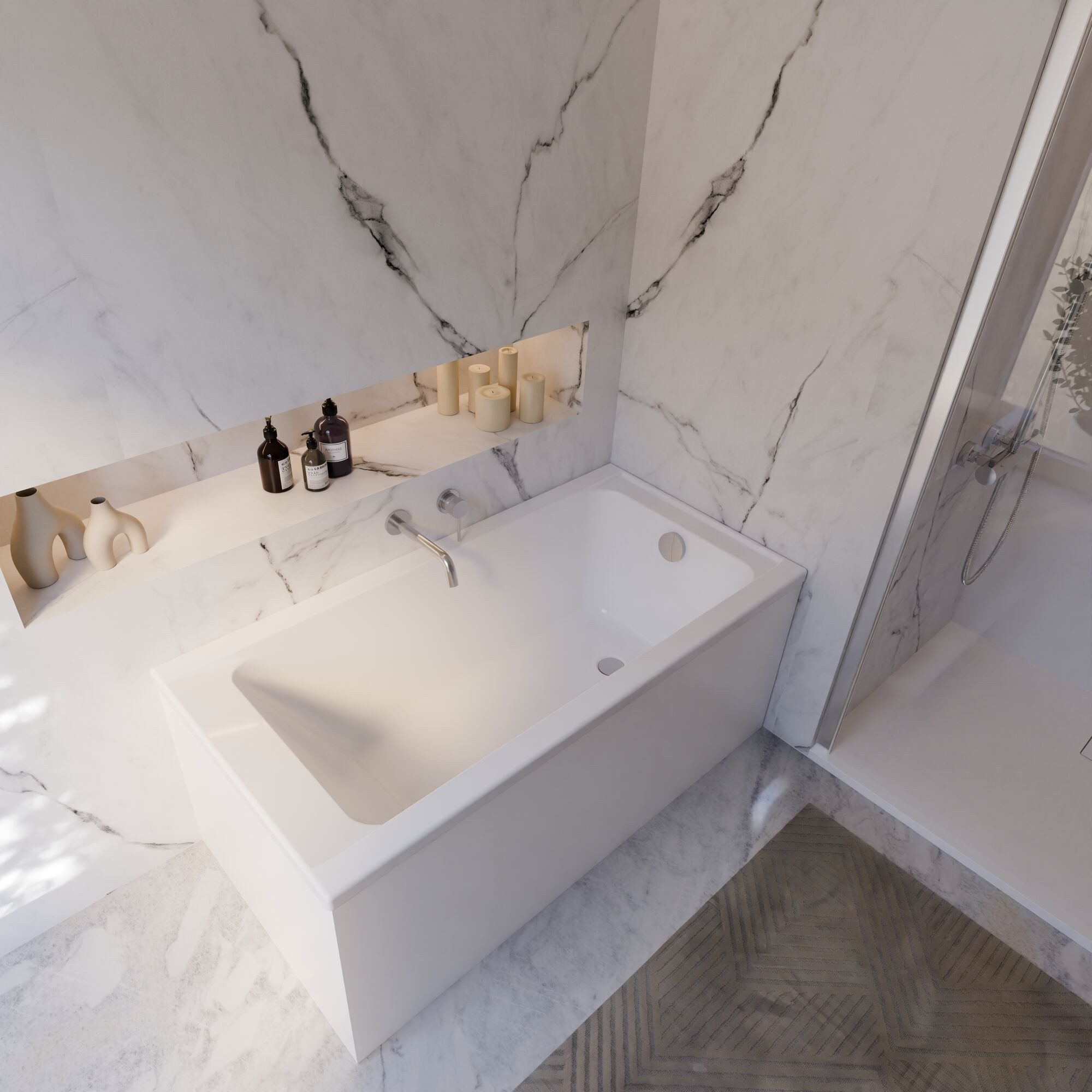 Schulte Badewanne Rechteck Como, 140x70 cm Sanitäracryl Weiß Komplett-Set mit Fußgestell und Ablauf