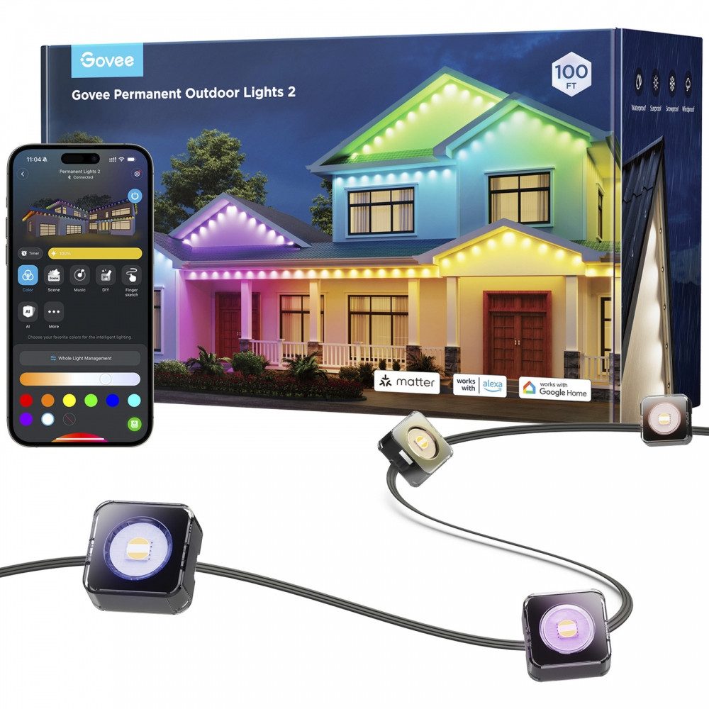 Govee LED-Streifen Permanent Outdoor Lights 2 30 m - LED-Leuchte - schwarz