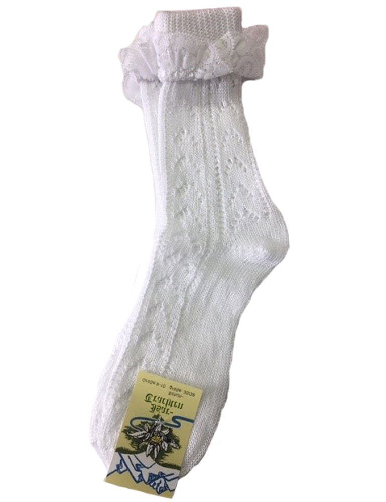 mit Rüschen Kurze Ajourmuster Kinder Isar-Trachten Socken 1104 Strümpfe