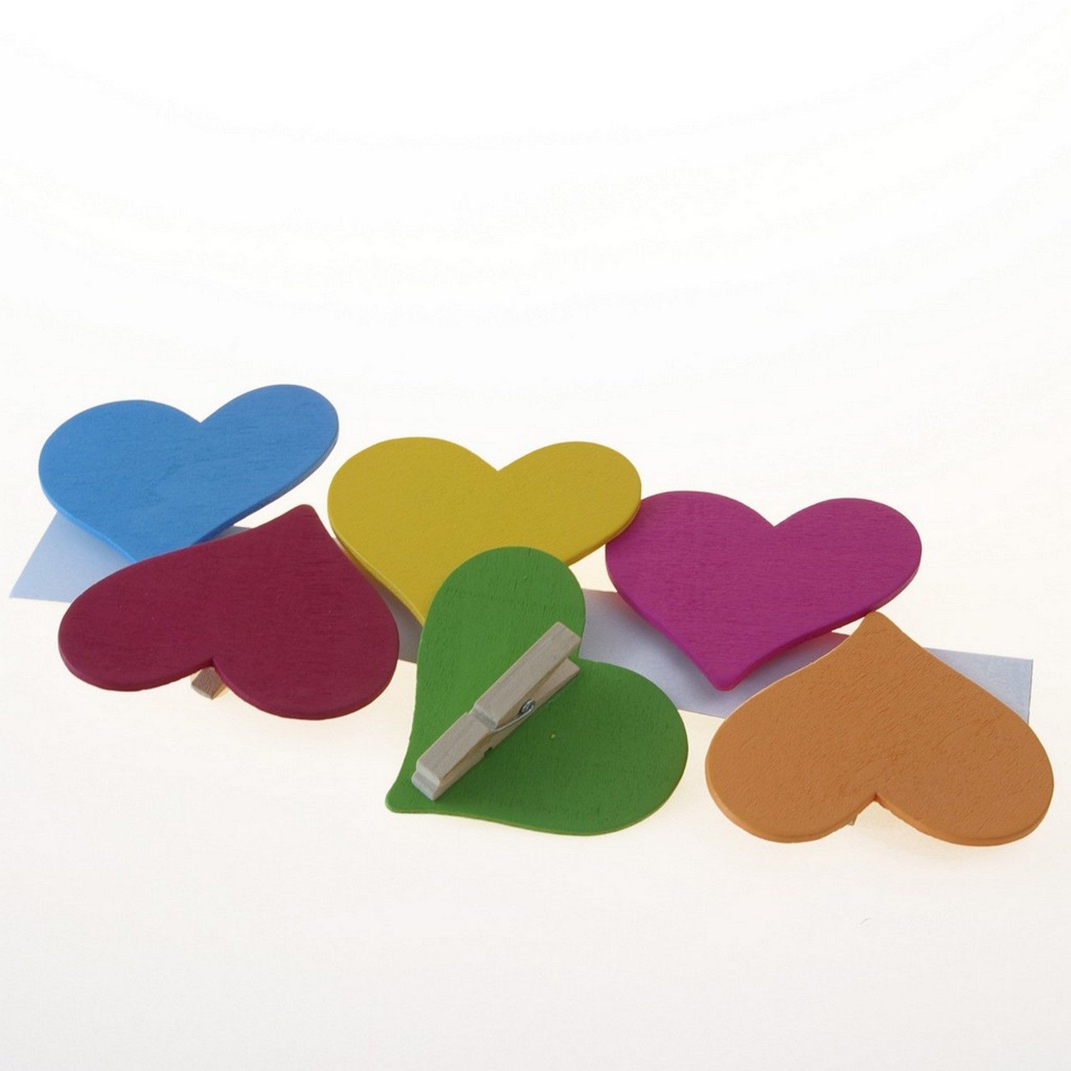Deko AS Basteldraht Holzklammern - "Herzen" - ca. 8 cm - 6 St. - farblich gemischt - 3729