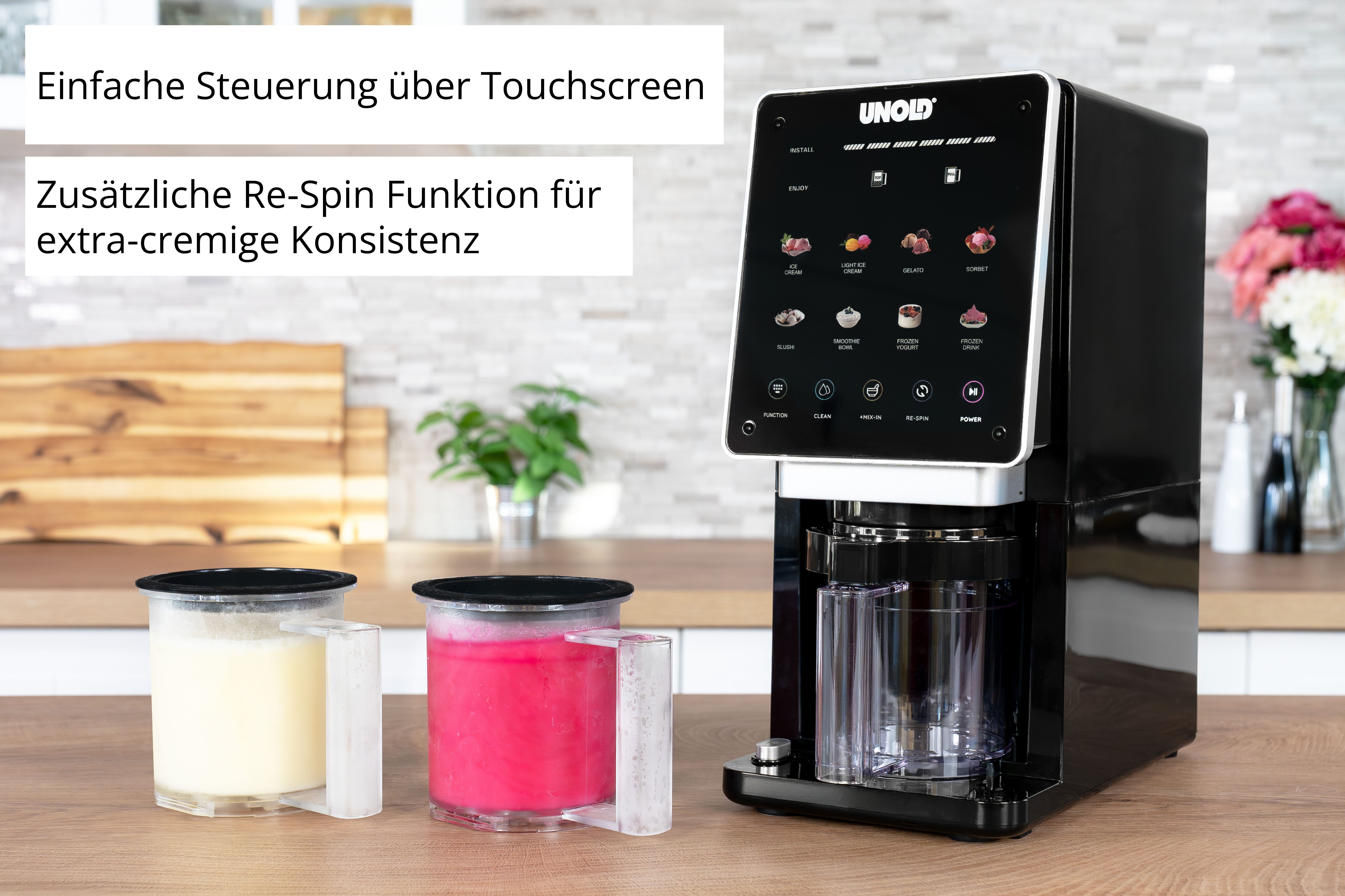 Unold Eismaschine Cream-Dream, 8 vielseitige Programme, 800 W, Inkl. 3 x 500 ml Behälter