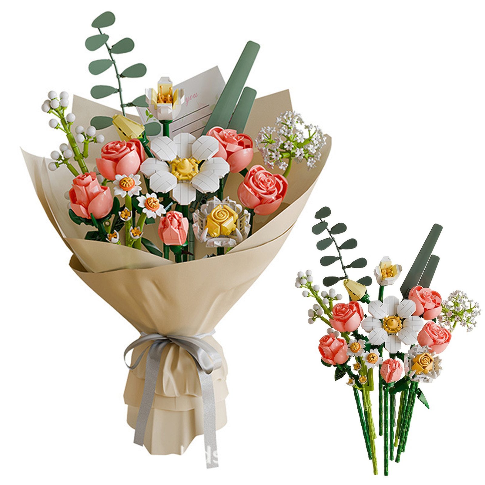 HOMELIVE Blumenstrauß, Bausteinset, immerwährende Rose, Deko für Zuhause Spielbausteine, (1 St), 864St, Botanische Sammlung, für Muttertag, Weihnachten, Valentinstag