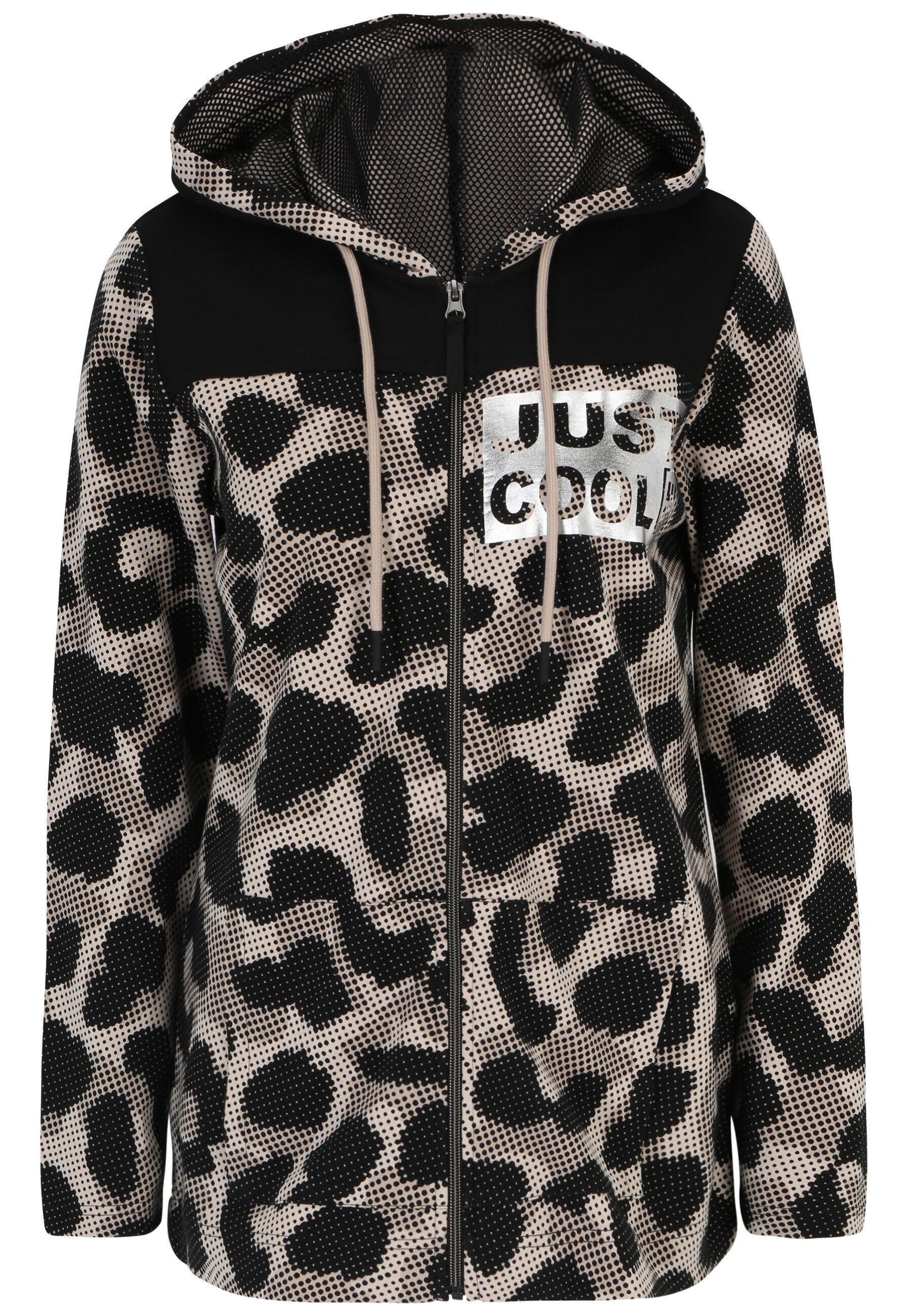 Doris Streich Kapuzensweatjacke mit Leo-Print