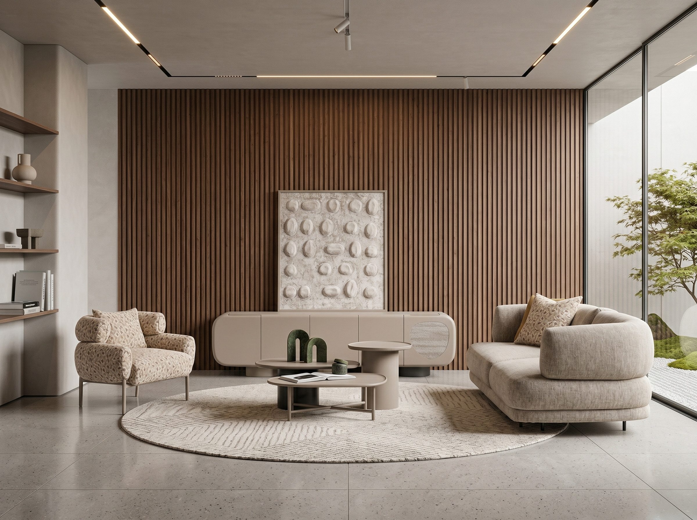 Xlmoebel Sitzgruppe Beiges Wohnzimmer Set: Modernes Sofa, Sessel und Couchtisch, (Sitzgruppe, 5-tlg., Beiges Wohnzimmer Set: Modernes Sofa, Sessel und Couchtisch), Hergestellt in Europa