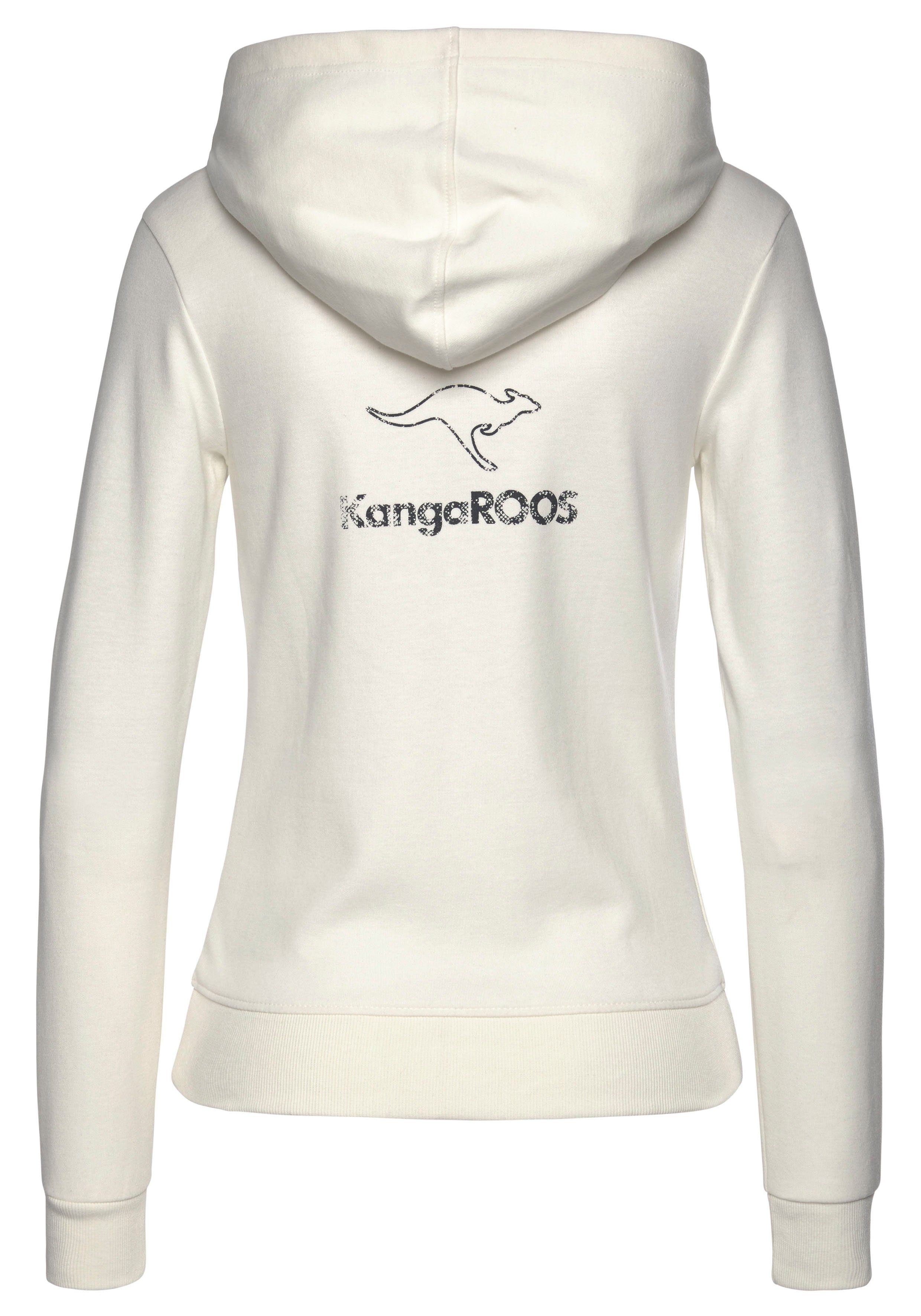 KangaROOS Sweatjacke mit großem weiß Rücken, Logodruck Loungeanzug dem auf