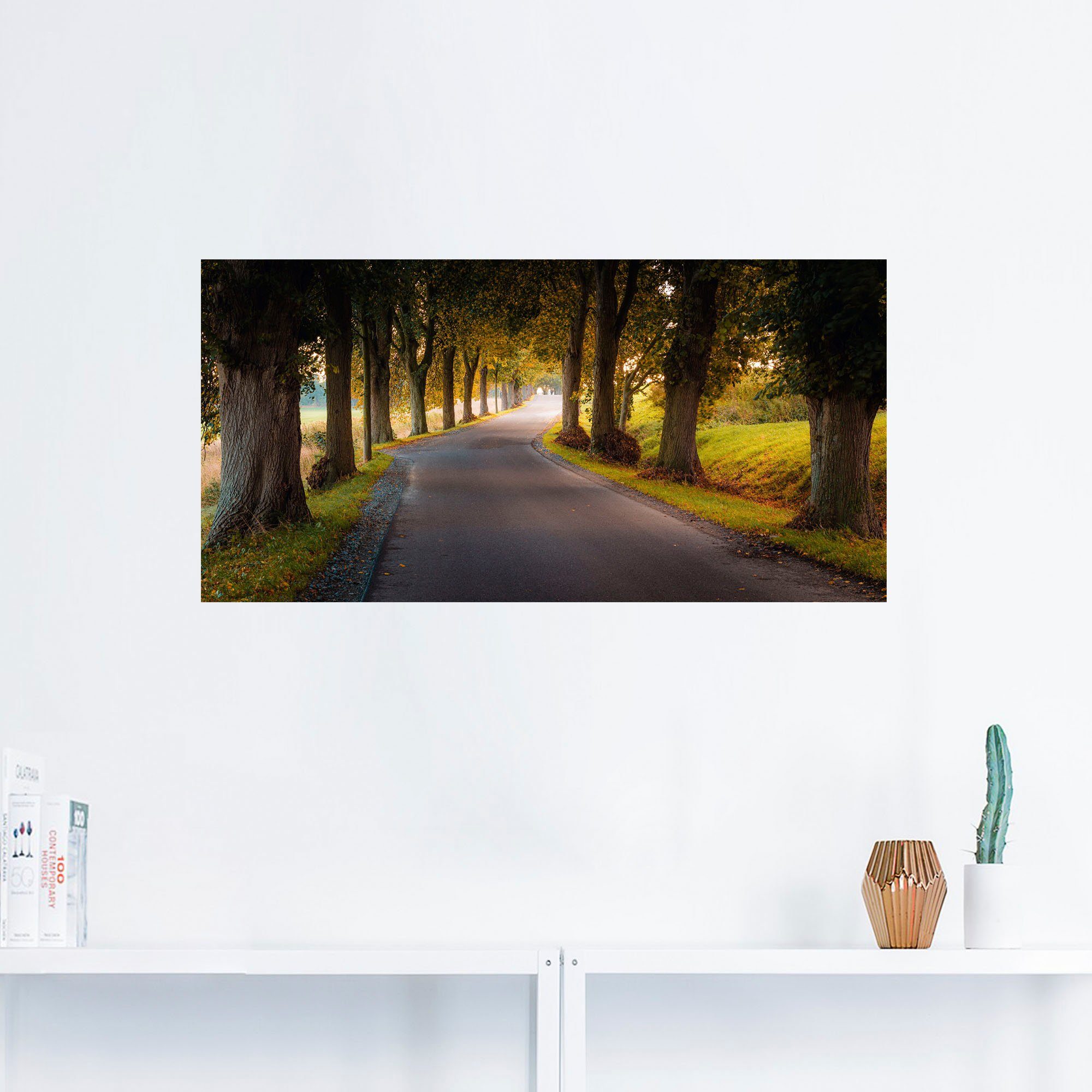 Artland Wandbild Allee im & versch. Leinwandbild, oder Wiesen Baumbilder Poster Alubild, Größen in Wandaufkleber (1 als Herbst, St)