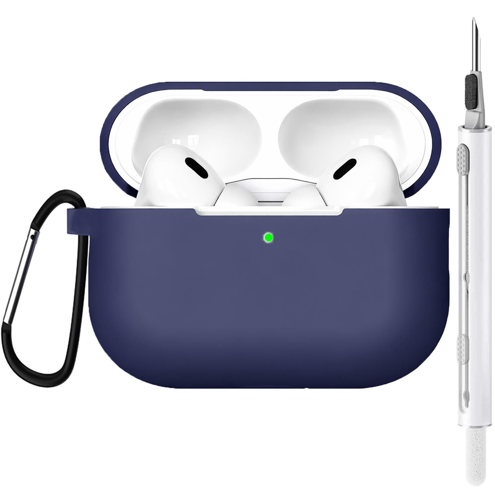 CoolGadget Kopfhörer-Schutzhülle für AirPods Pro 2 Silikon, Stoßfest Clip Karabiner kabelloses laden Case Schutz Cover