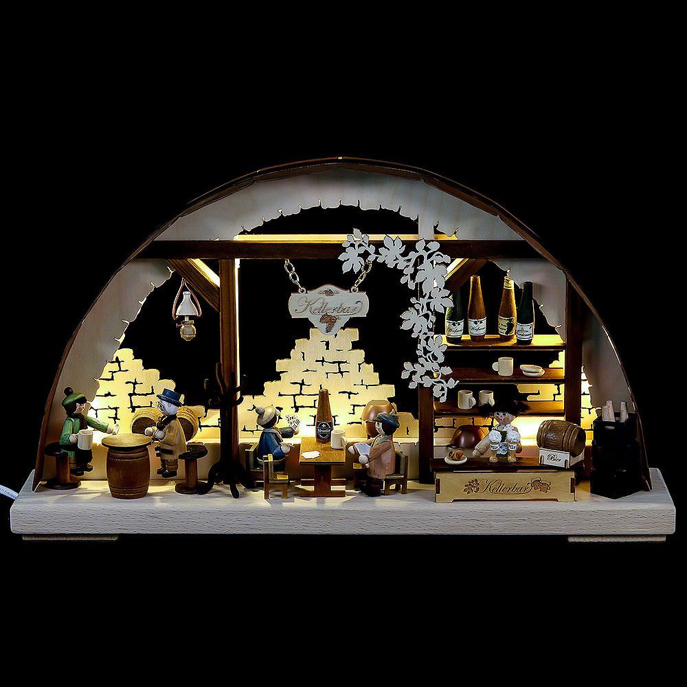 RATAGS Kunsthandwerk Schwibbogen 3D-Doppelschwibbogen Kellerbar (43x30x7cm) von RATAGS Holzdesign