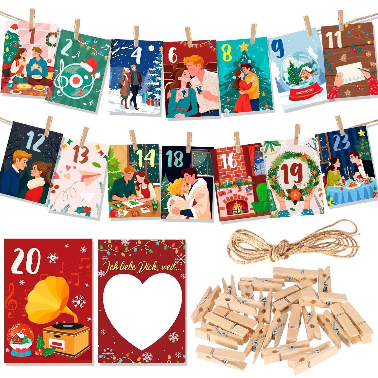 LuxusKollektion Adventskalender Adventskalender Paare "Ich liebe Dich Weil" 24 Karten