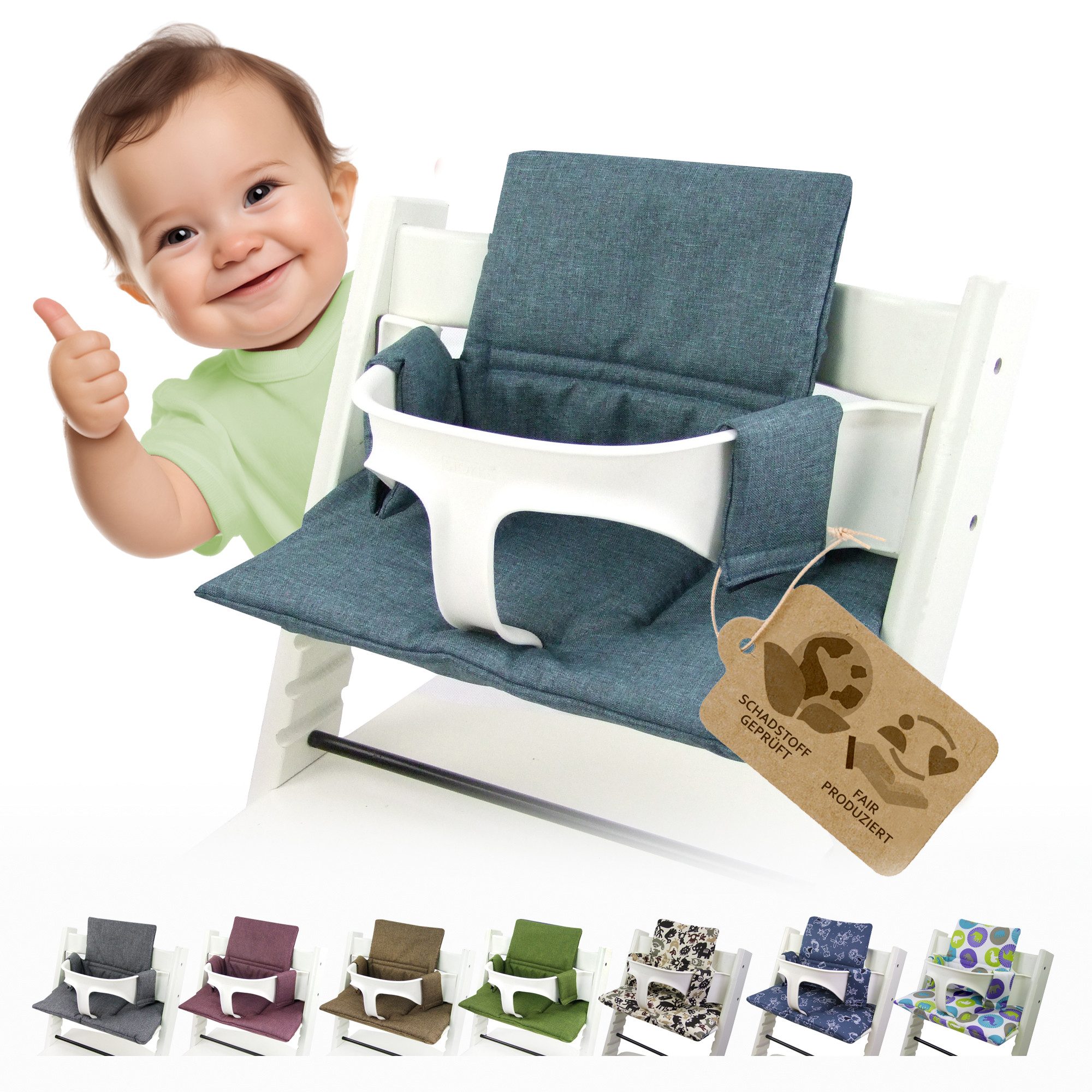 BambiniWelt by Rafael K. Hochstuhlauflage Ersatzbezug Bezug Sitzkissen kompatibel mit Stokke Tripp Trapp Mod. 2