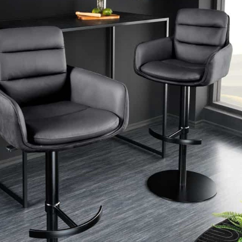 LebensWohnArt Stuhl Echtleder Barstuhl CHARLES schwarz höhenverstellbar dre günstig online kaufen
