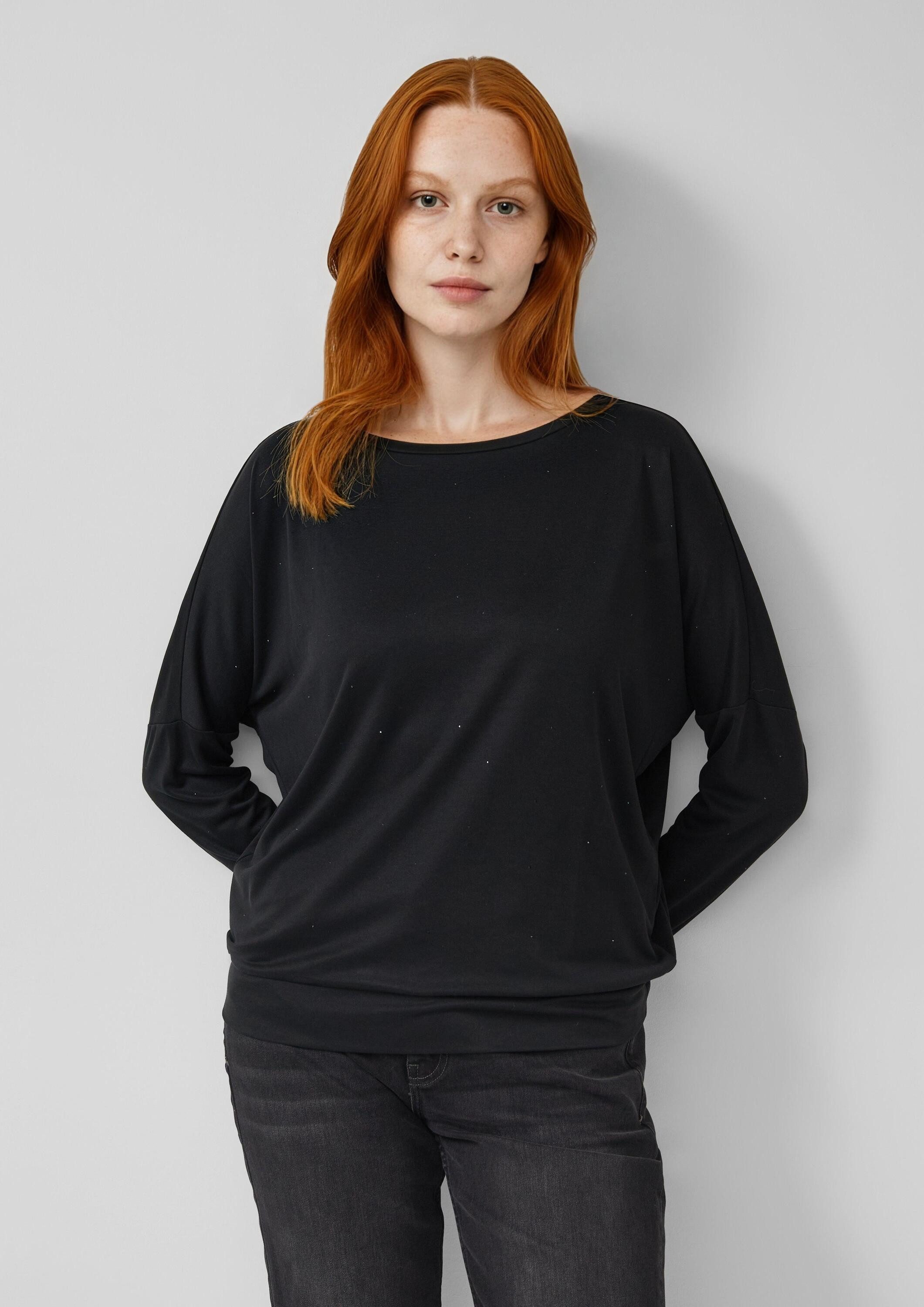 s.Oliver Langarmshirt T-Shirt Weiches Jersey-T-Shirt mit Schmucksteinen