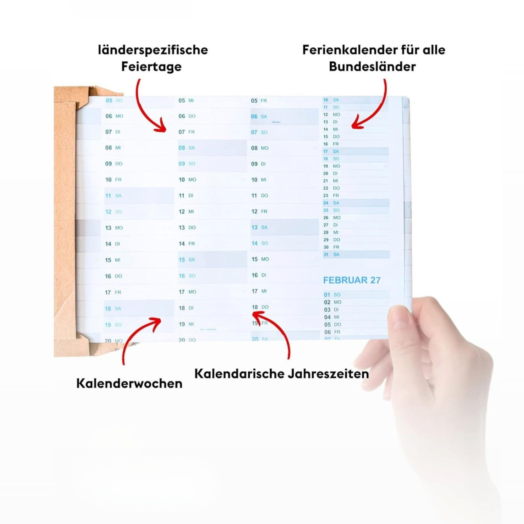 LEAF & GOLD Wandkalender Jahreskalender 2026 Wandkalender (98cm x 68cm) I Kalender für 2026