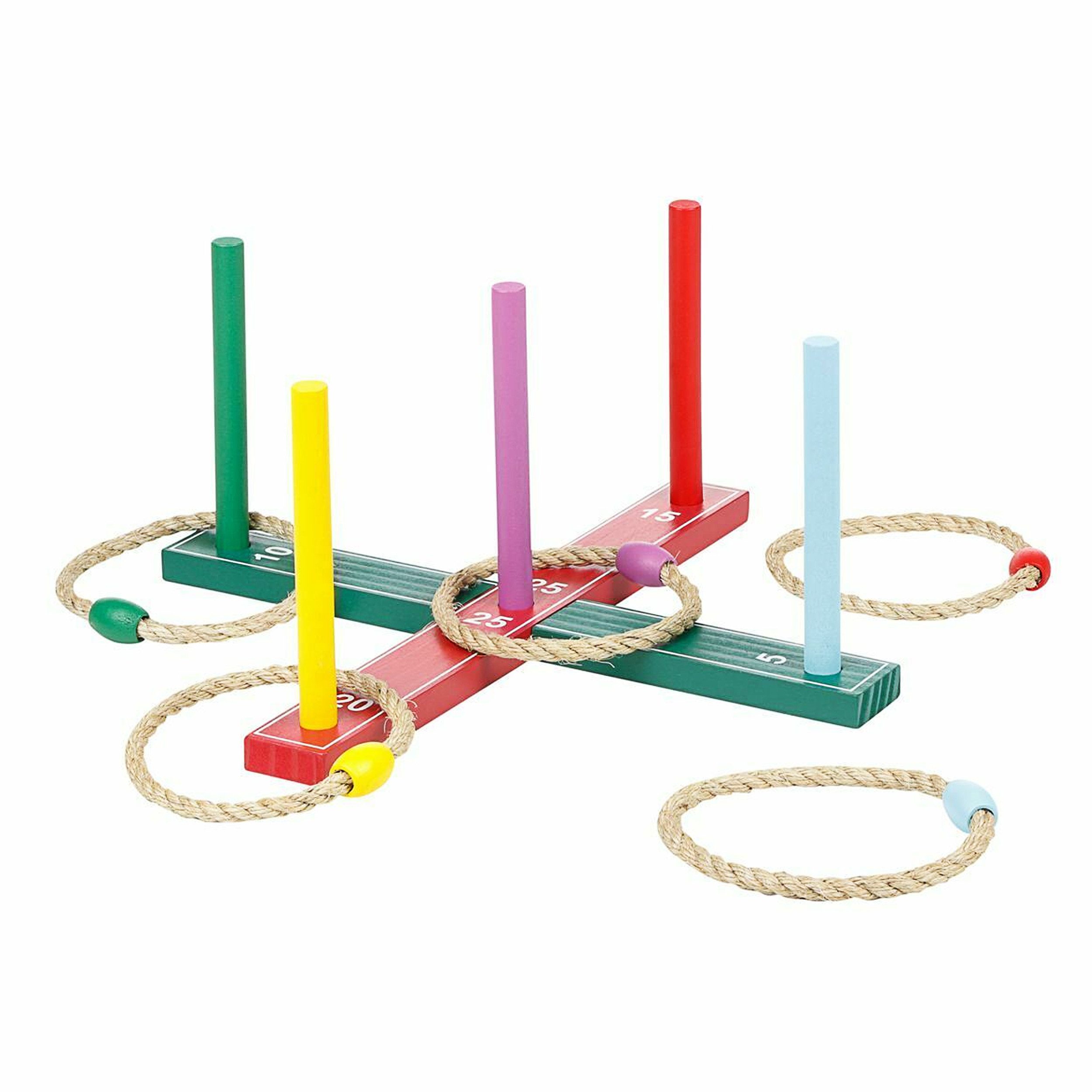 Oramics Spiel Holz Spiel Ring Wurfspiel Ringwurfspiel In- Outdoor Geschicklichkeit, spannendes Ring-Wurf-Spiel mit 5 Ringen, geeignet für jedes Alter ab 3 Jahre alt, einfache Regeln