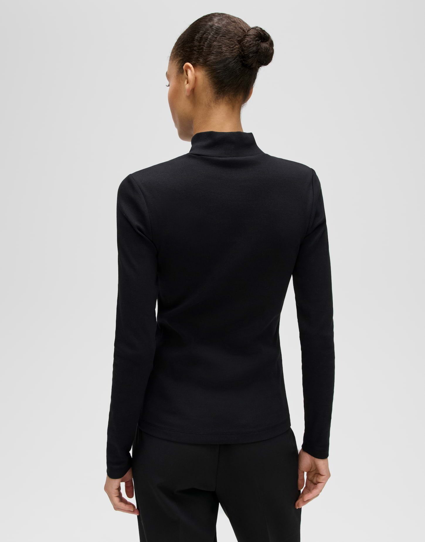 OPUS Longsleeve Somy rib aus weichem Jersey Gerader Schnitt mit Rollkragen und feiner Rippung – Bild 3 von 5