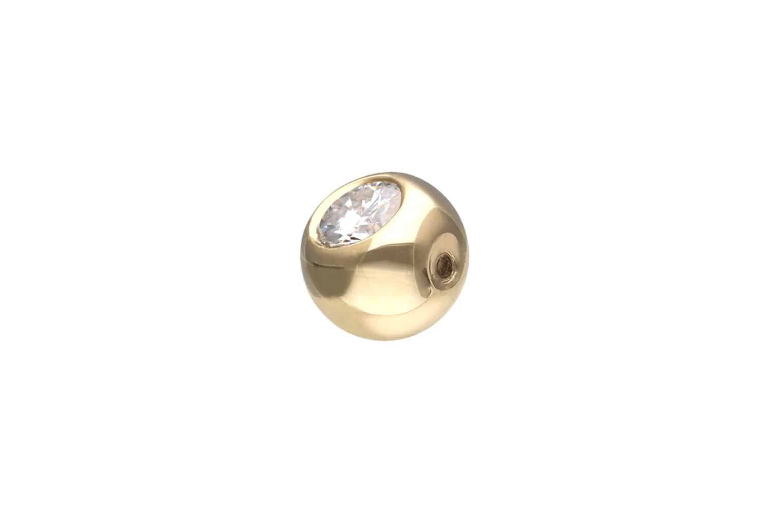 Piercing-Set 14/18 Karat Gold Klemmkugel MOISSANIT
