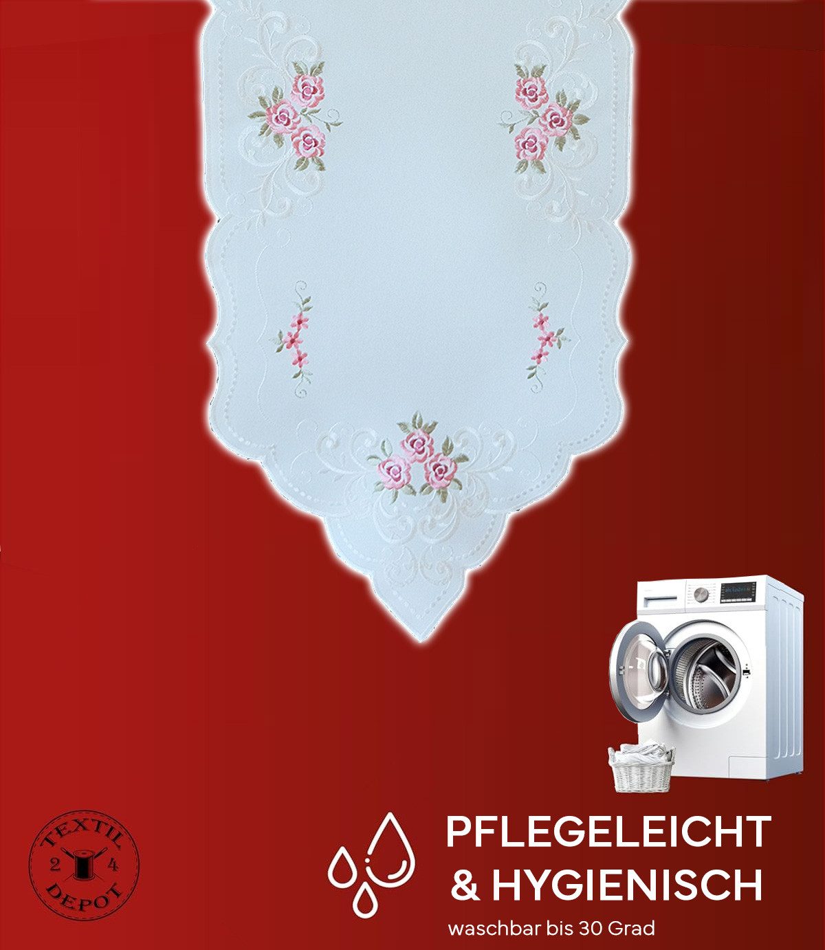 texpot Tischdecke Tischläufer Stickerei Rosen Blüten Frühling (1-tlg) günstig online kaufen