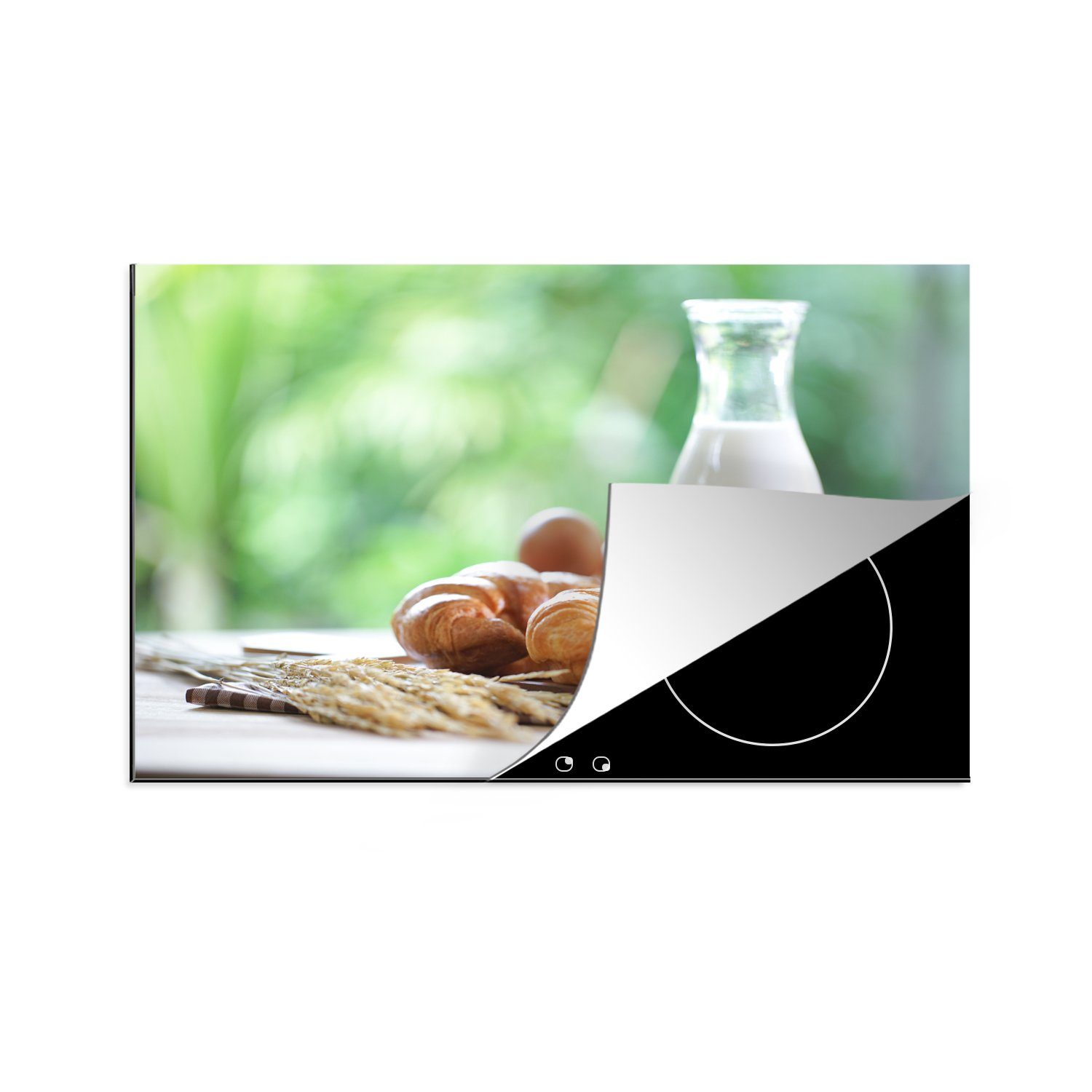 81x52 der Französisches MuchoWow (1 cm, Induktionskochfeld Frühstück Natur, in die Ceranfeldabdeckung küche, tlg), für Vinyl, Schutz Herdblende-/Abdeckplatte