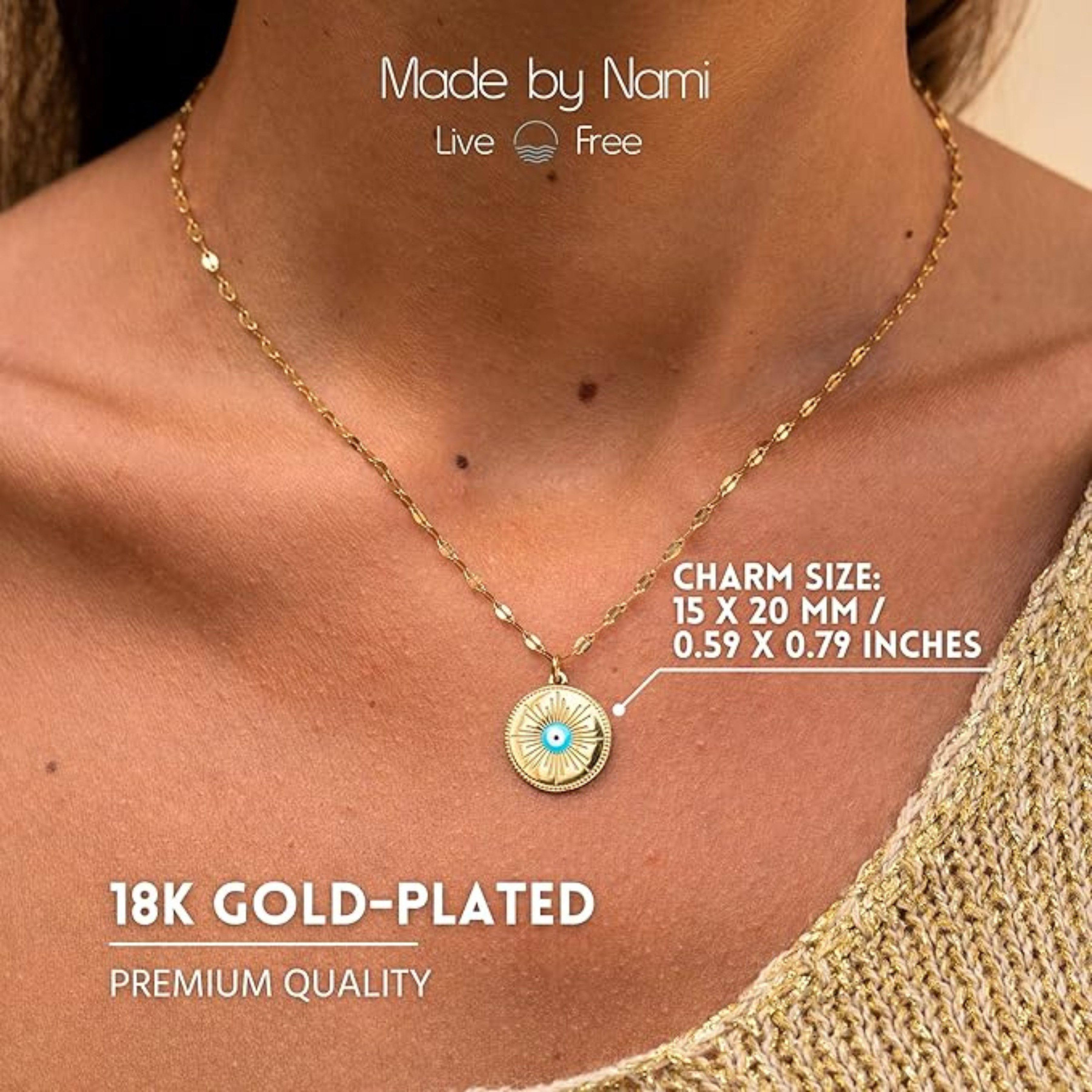 Made by Nami Schmuckset Mehrteilig Damen Gold aus Edelstahl Wasserfest, Halskette + Ohrringe + Ring - Hypoallergen - Wasserfest