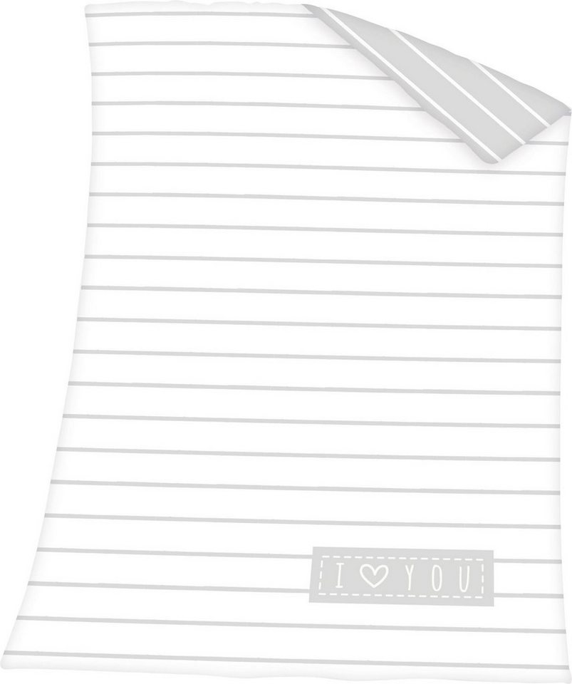 Babydecke I love you, Baby Best, mit Schriftzug und Streifen, Kuscheldecke,  Aus 100% zertifizierter Bio-Baumwolle