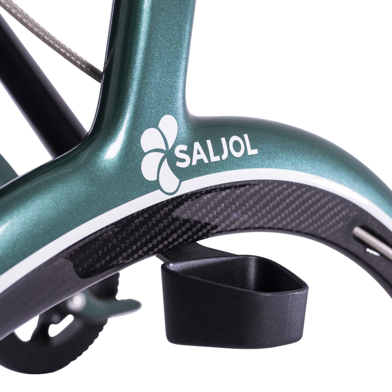 Saljol Rollator Saljol Carbon Rollator mit Vollausstattung Farbe: British Racing Green, inkl. Stockhalter & Rückengurt, Klingel, Tasche & Led-Licht
