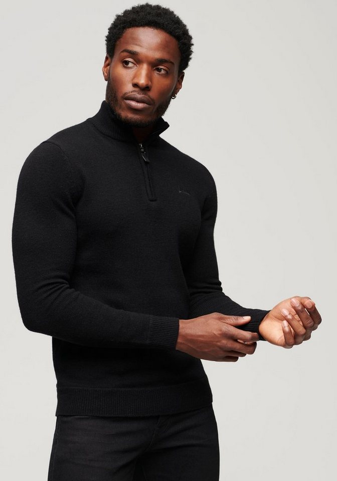 HENLEY, Passform klassische Superdry Die EMB KNIT Superdry ESSENTIAL Stehkragenpullover