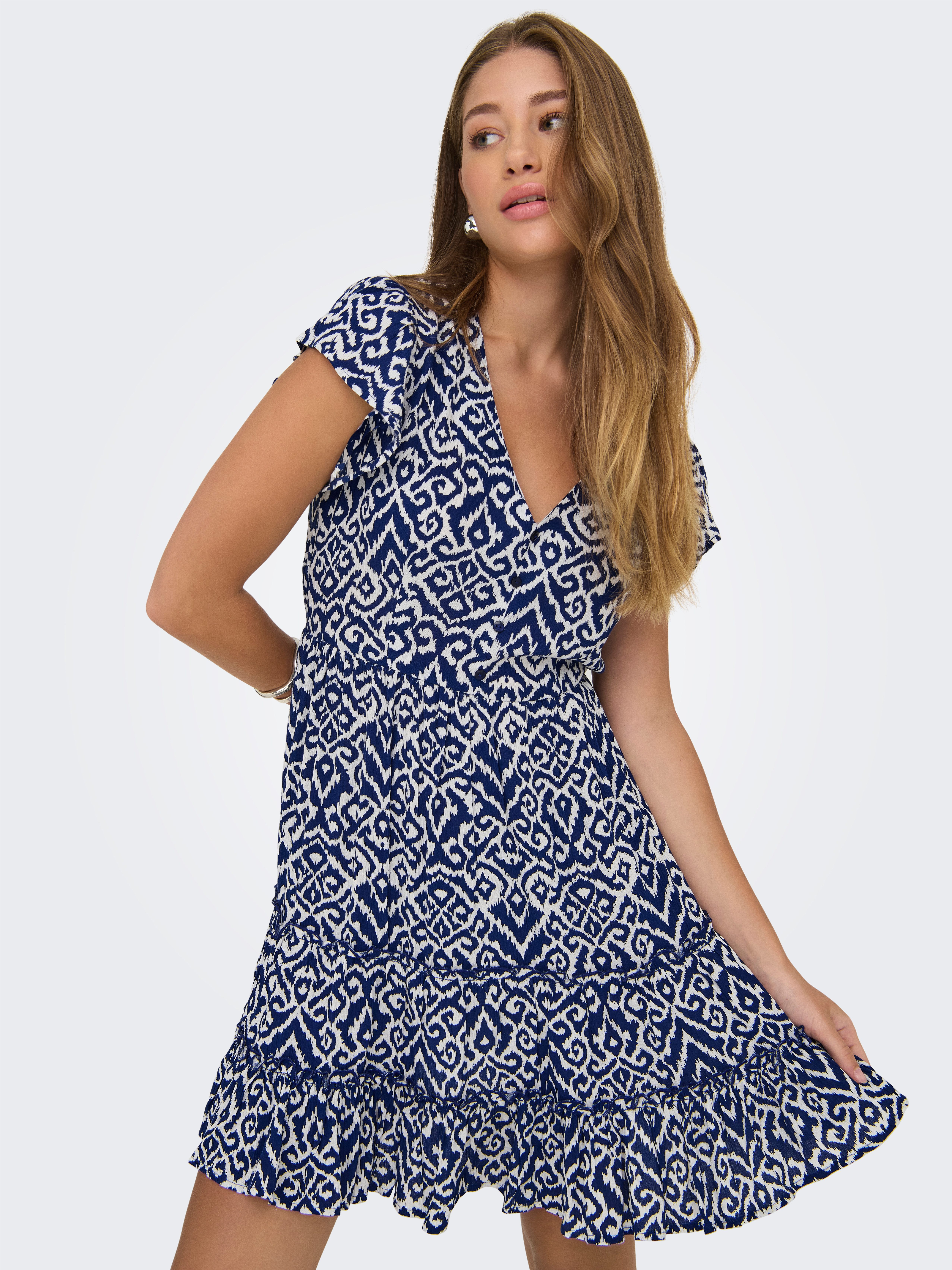 ONLY Minikleid ONLCLAUDETTE LIFE SS MINI DRESS WVN NOOS Sommerkleid günstig online kaufen