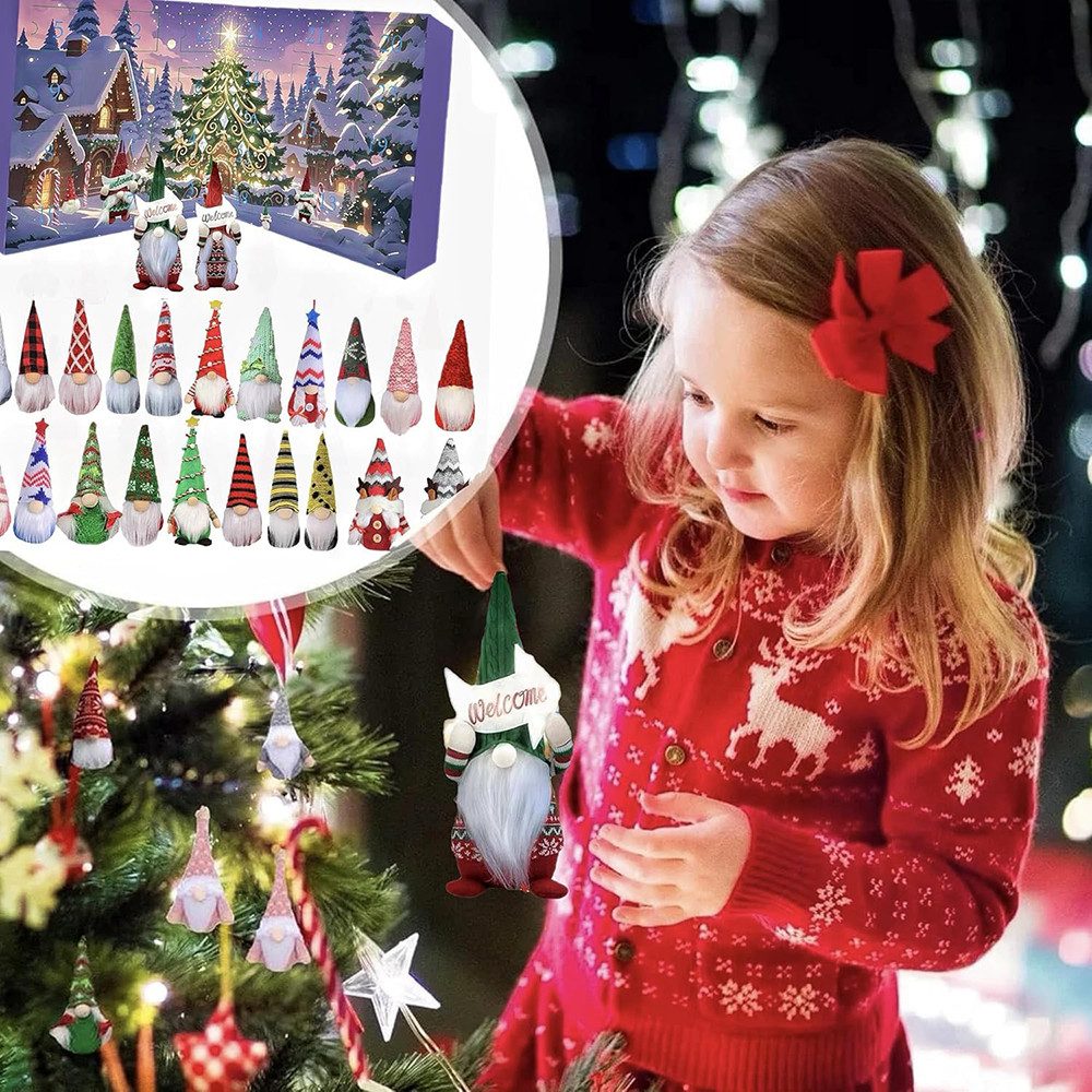 CLTYQ Adventskalender Gnomen Adventskalender 2025 Set mit 24 Gnomen Weihnachtsdekorations, Countdown-Kalendern,Weihnachtskalender,Plüschpuppen – Bild 3 von 5
