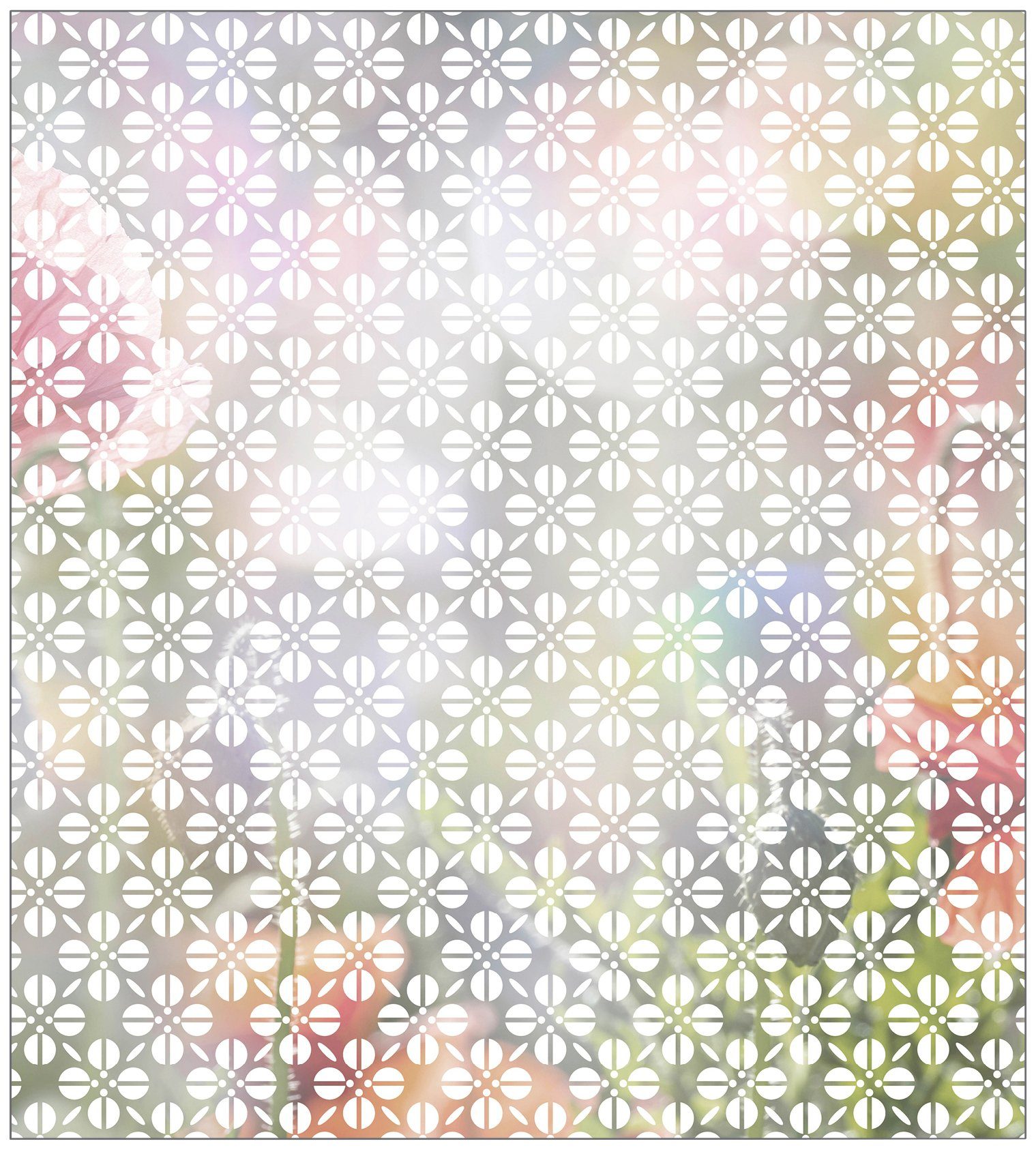 Fensterfolie Look MySpotti, Grafik Blumenmuster halbtransparent, 100 x white, glatt, haftend 90 cm, statisch