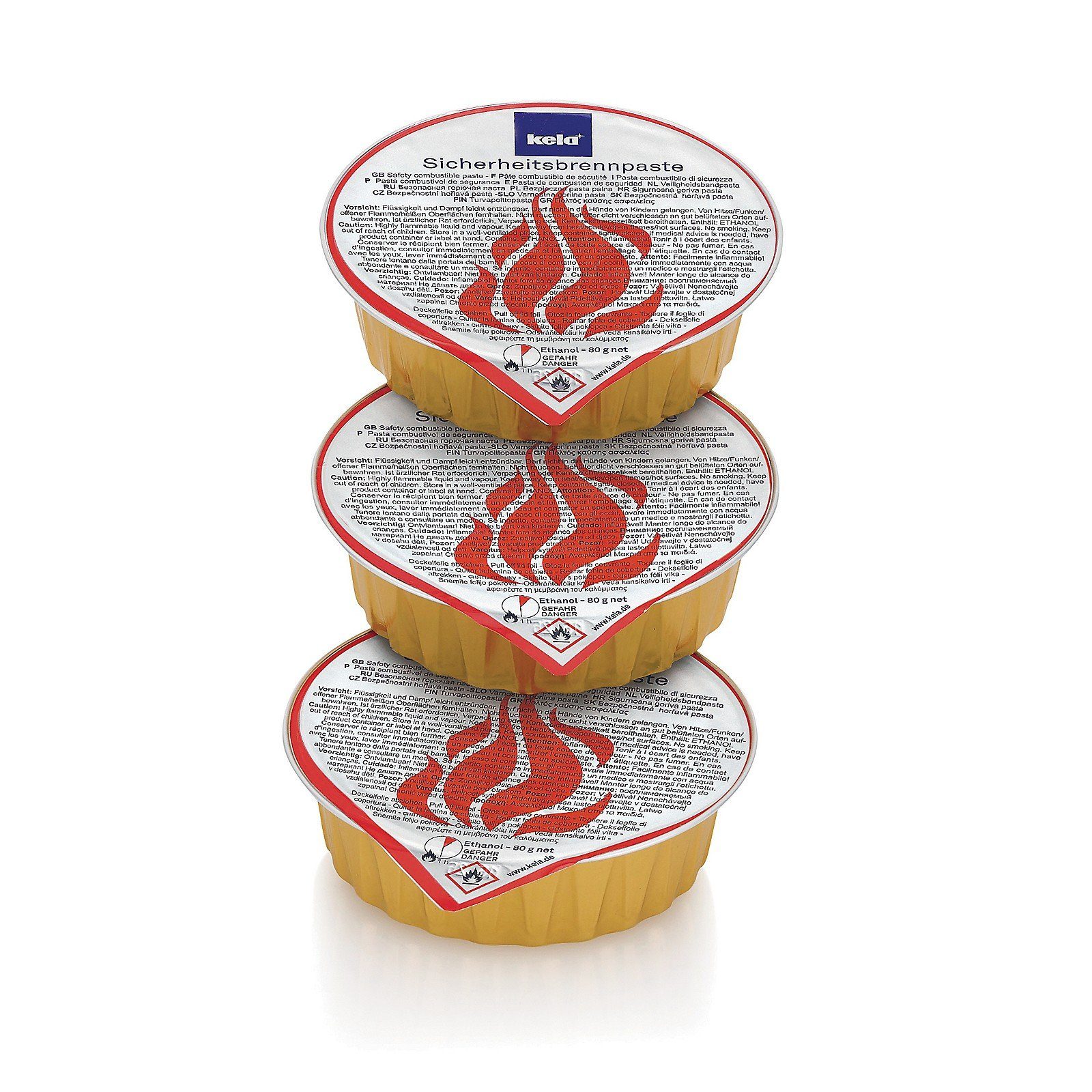 kela Brennpaste Magma, 3er-Set Sicherheitsbrennpaste, Brenndauer je bis zu 90min, für Fondue