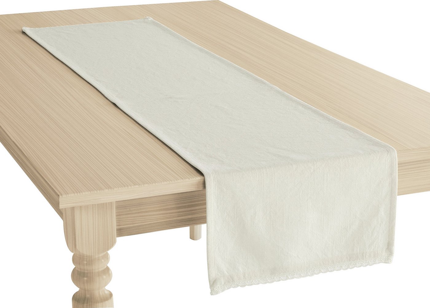 OTTO home Tischläufer Elyna (1-tlg, 1 Stück), uni, mit schöner Spitze, weiche Haptik, leicht strukturiert, 150x35cm