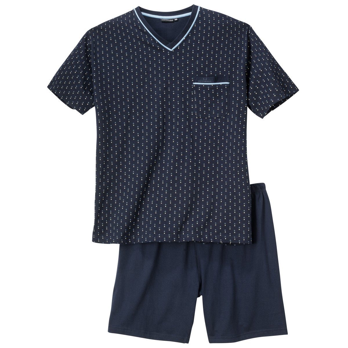 GÖTZBURG Shorty Übergrößen V-Neck Pyjama kurz navy mit Fantasiemuster von Götzburg (2 tlg)