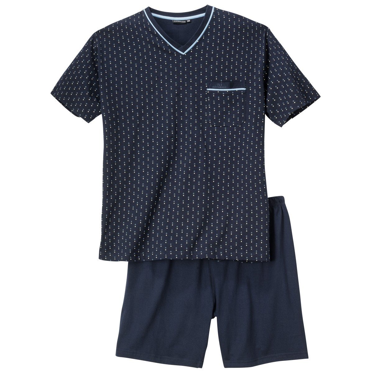 GÖTZBURG Shorty Götzburg XXL V-Neck Pyjama kurz navy Fantasiemuster (2 tlg)