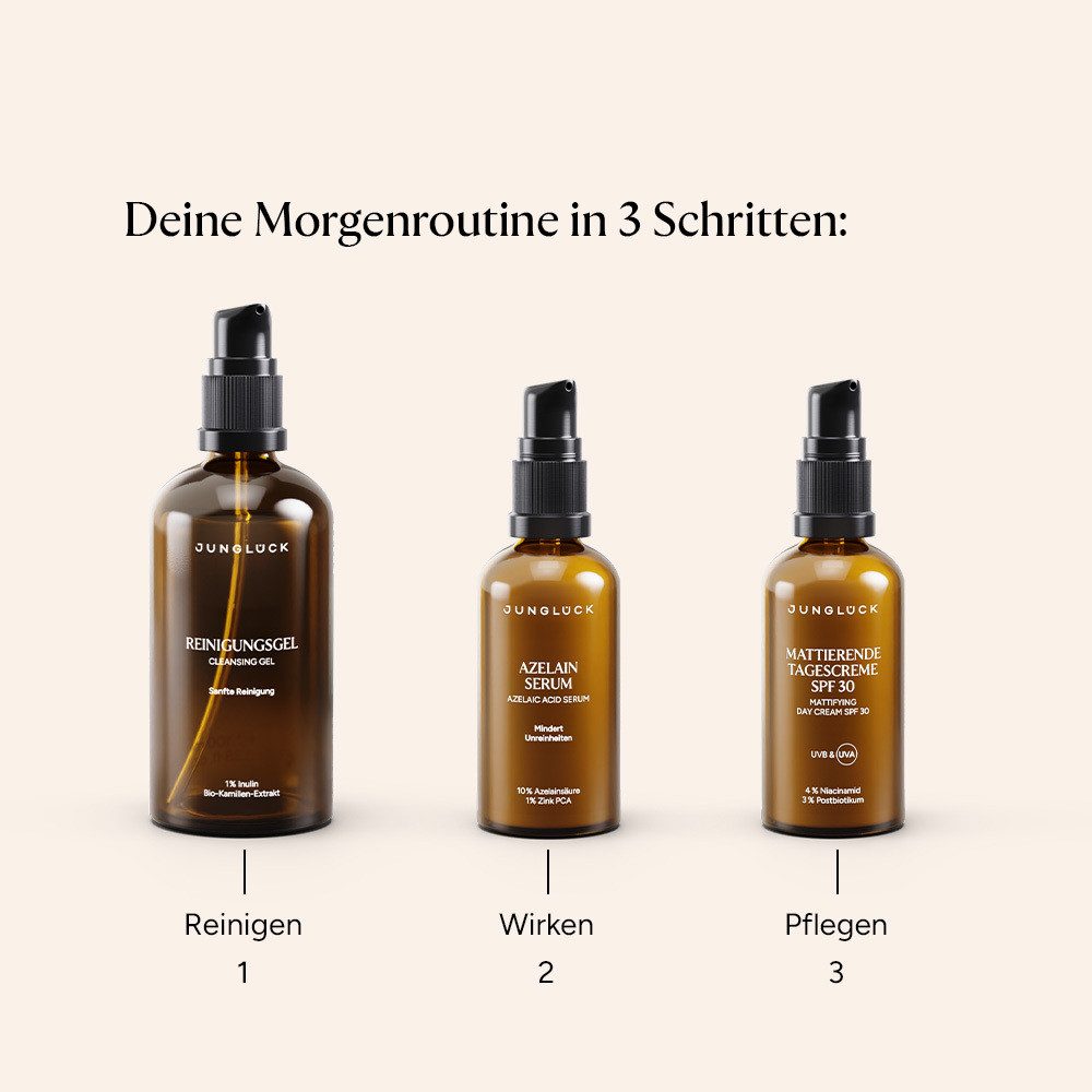 JUNGLÜCK Hautpflege-Set Set Unreinheiten mindern mit SPF 30, 1-tlg., Wirkt ausgleichend und beruhigt deine Haut